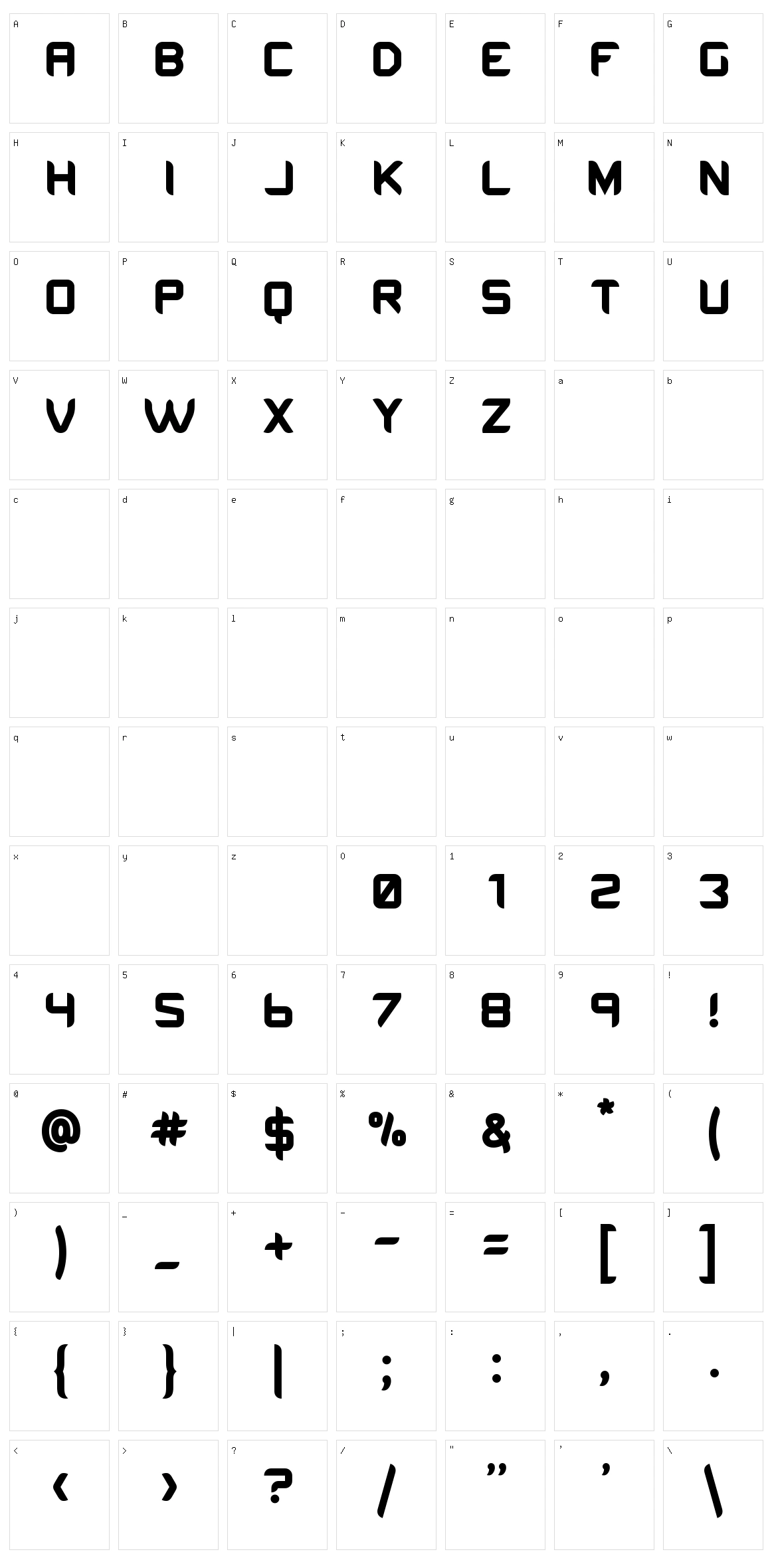 Tescaro Character Set