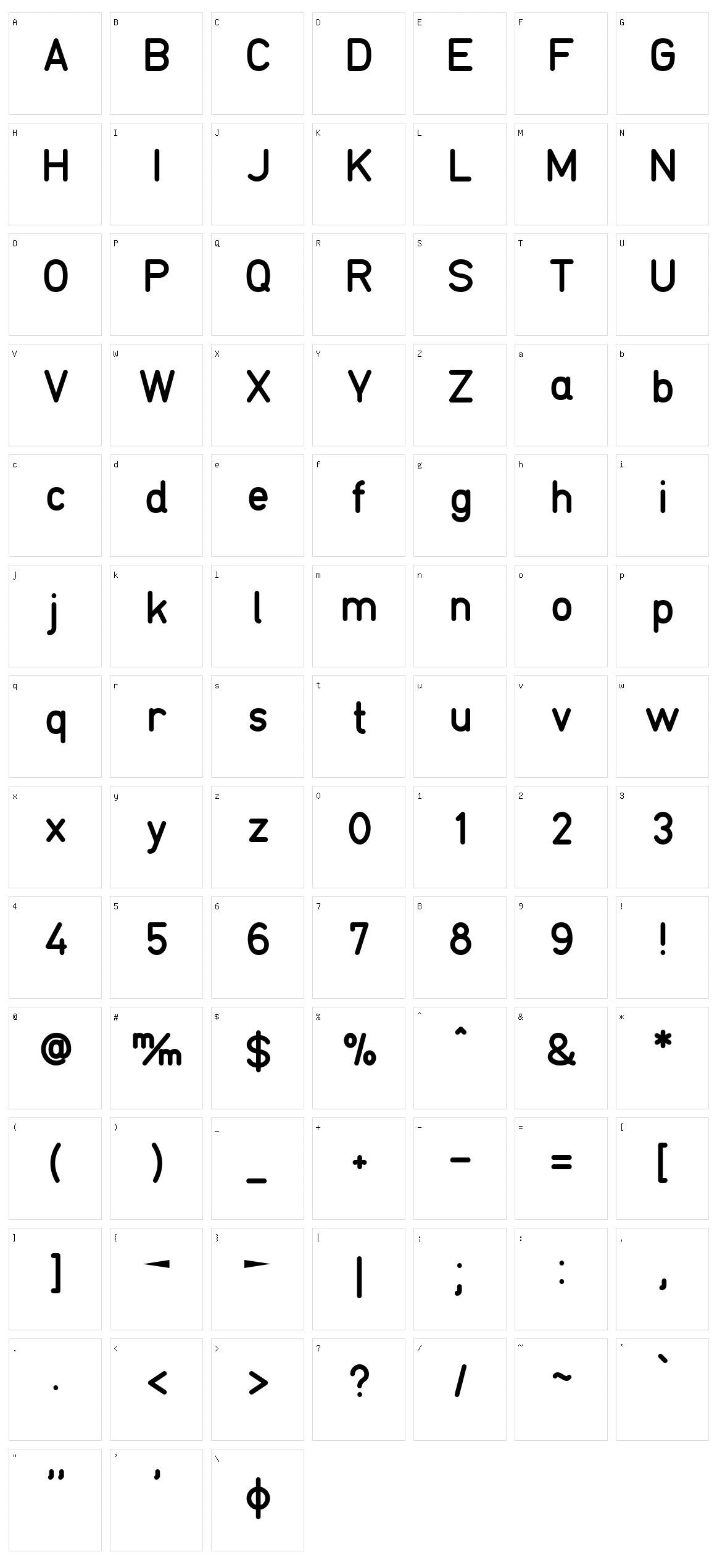 TGL 0-16 Character Set