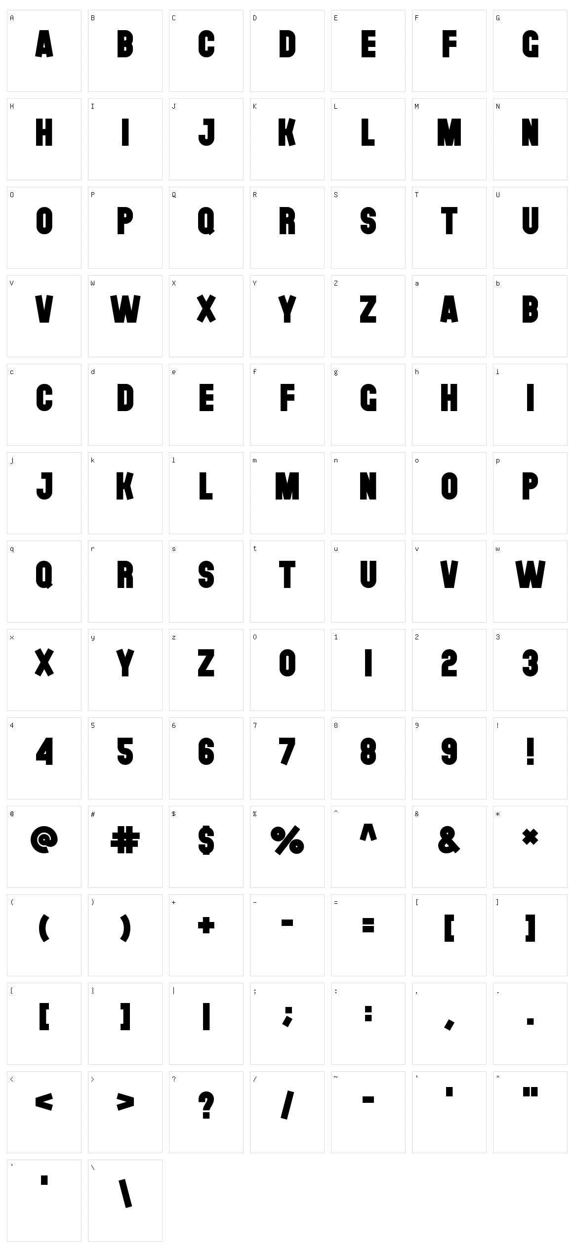 The Black Font Character Set