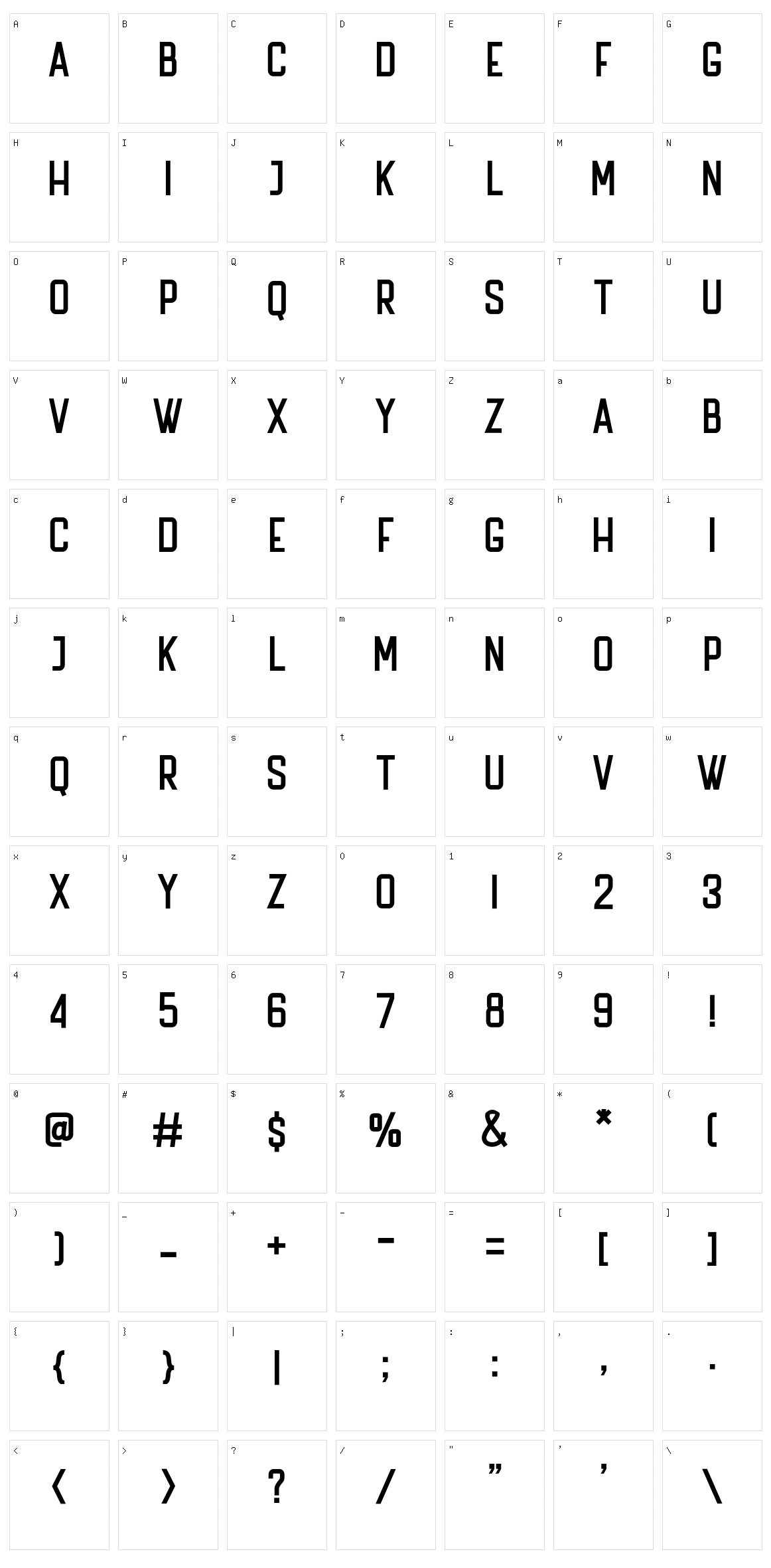 The Bredan Sans Character Set