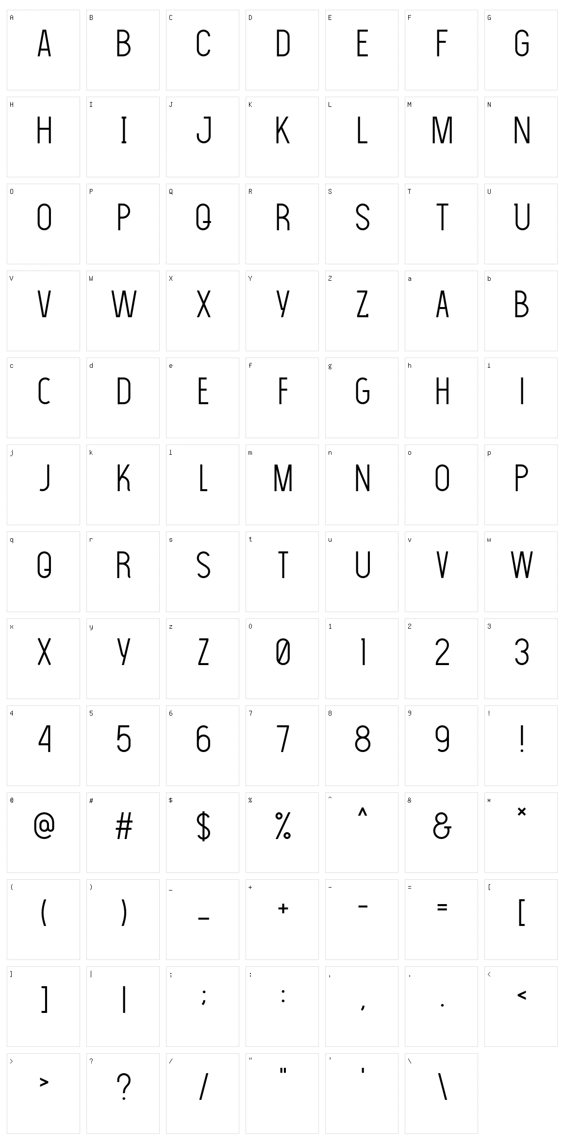 The Light Font Character Set
