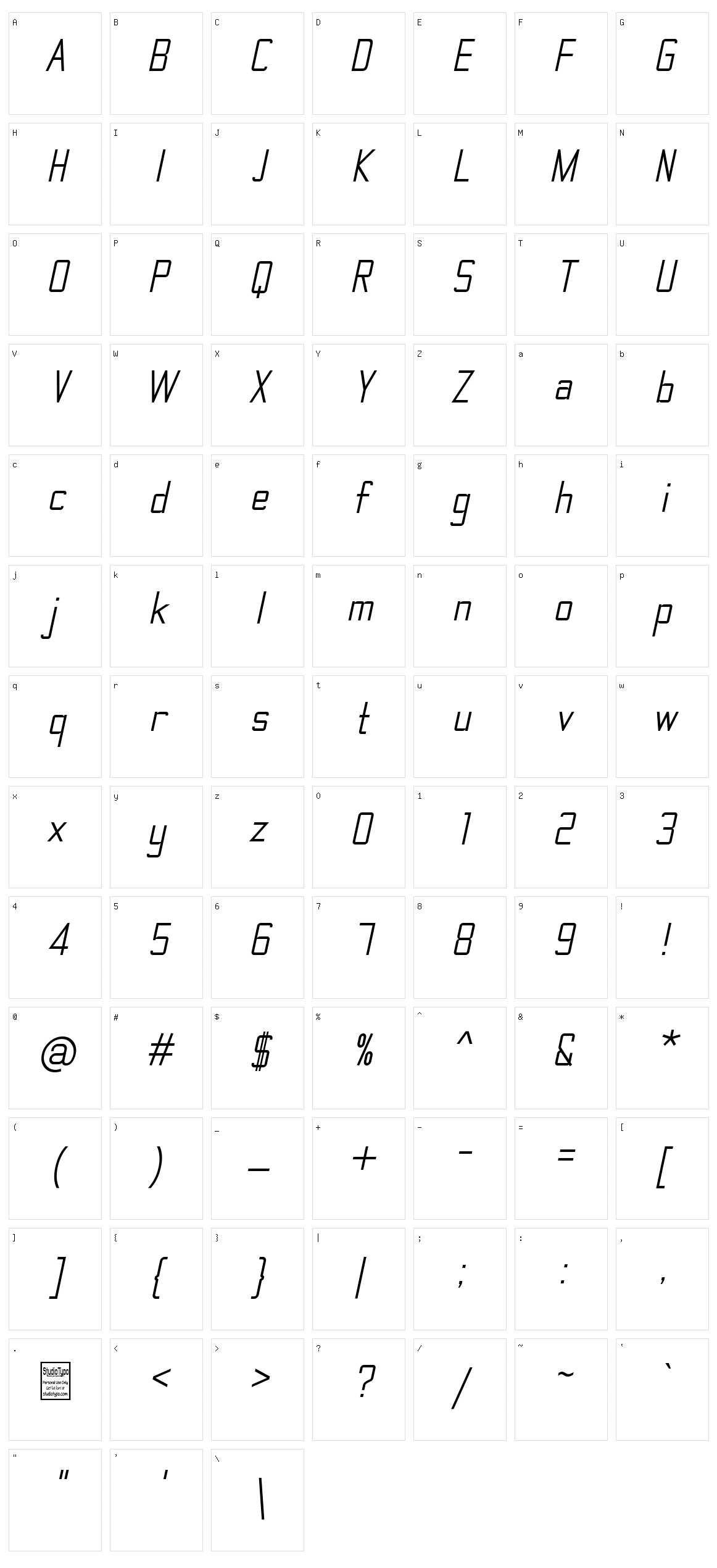 The Matic Character Set