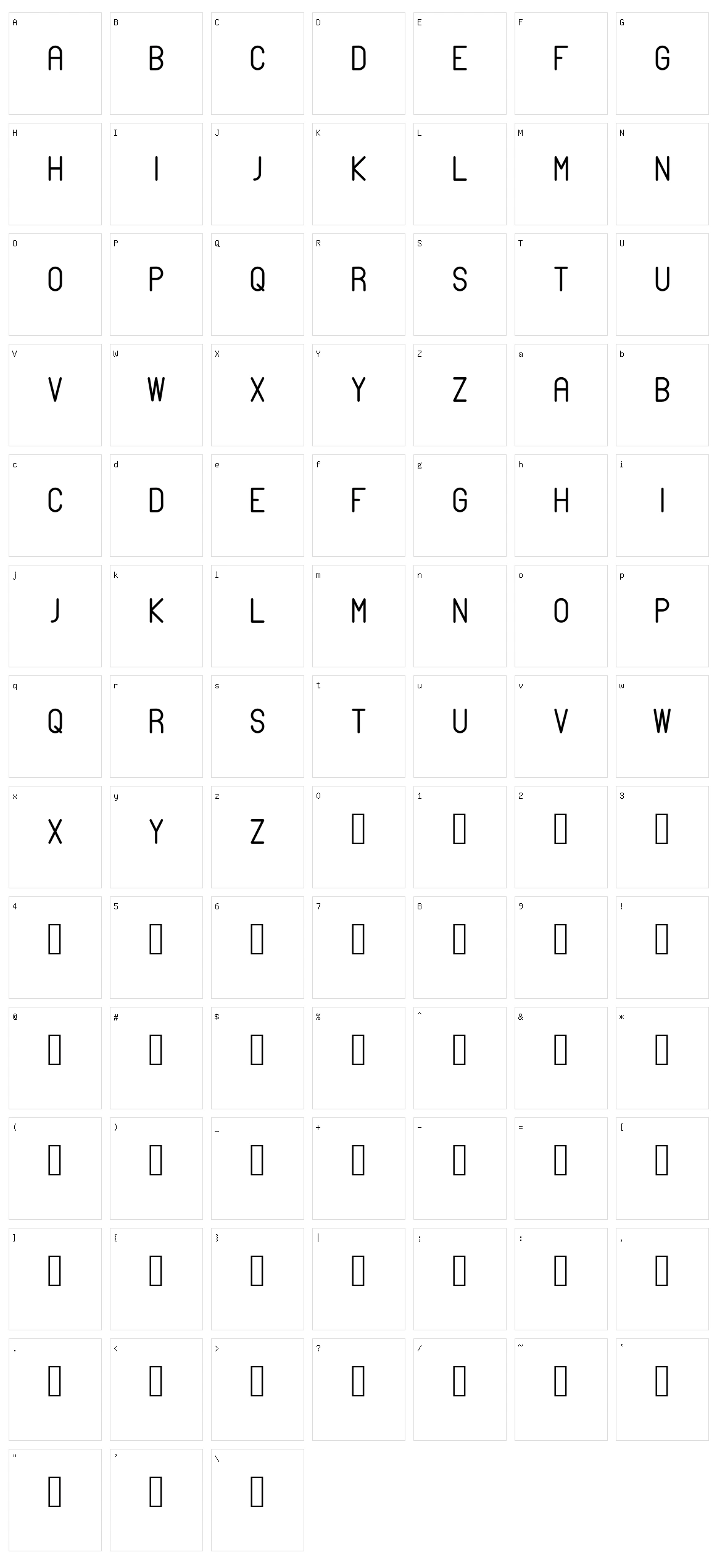 The well Character Set