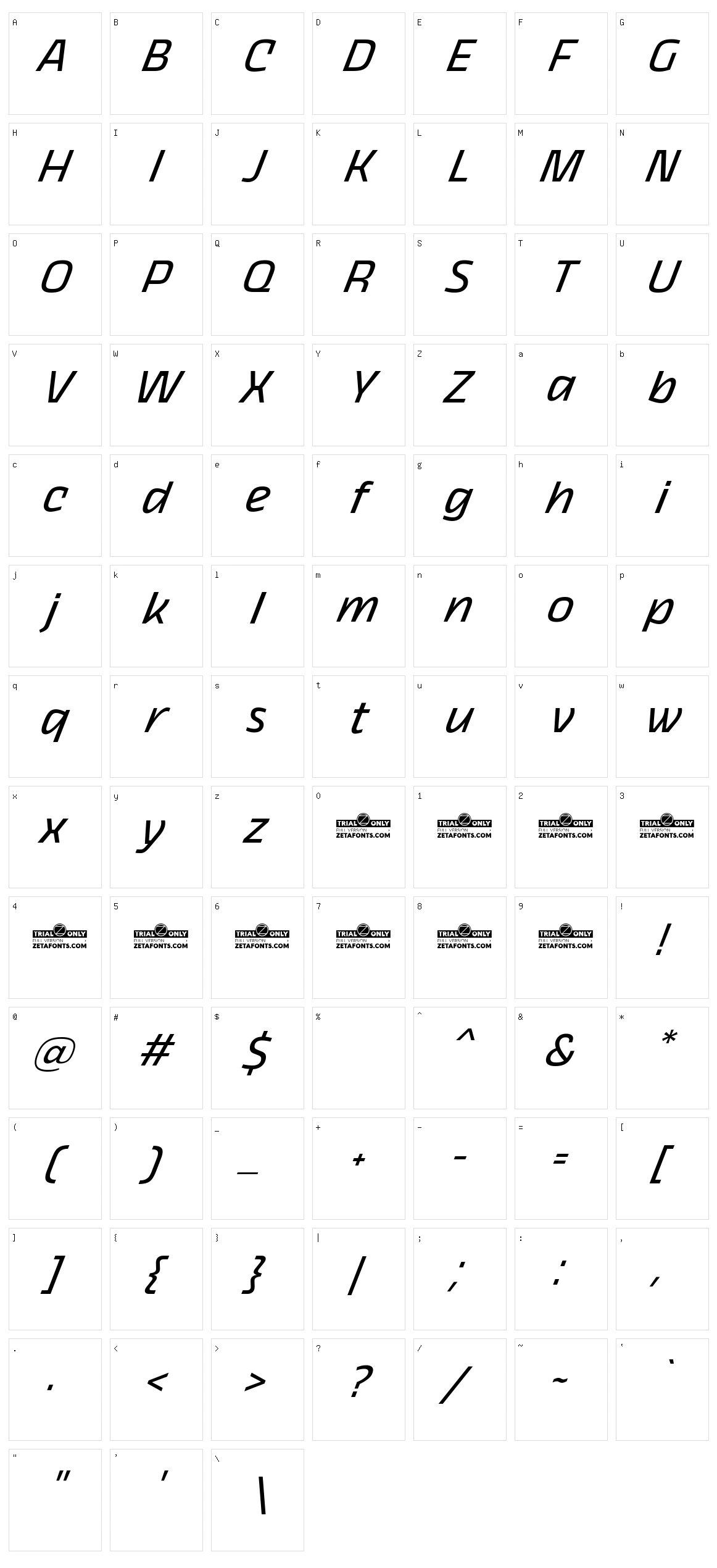 Thicker Character Set