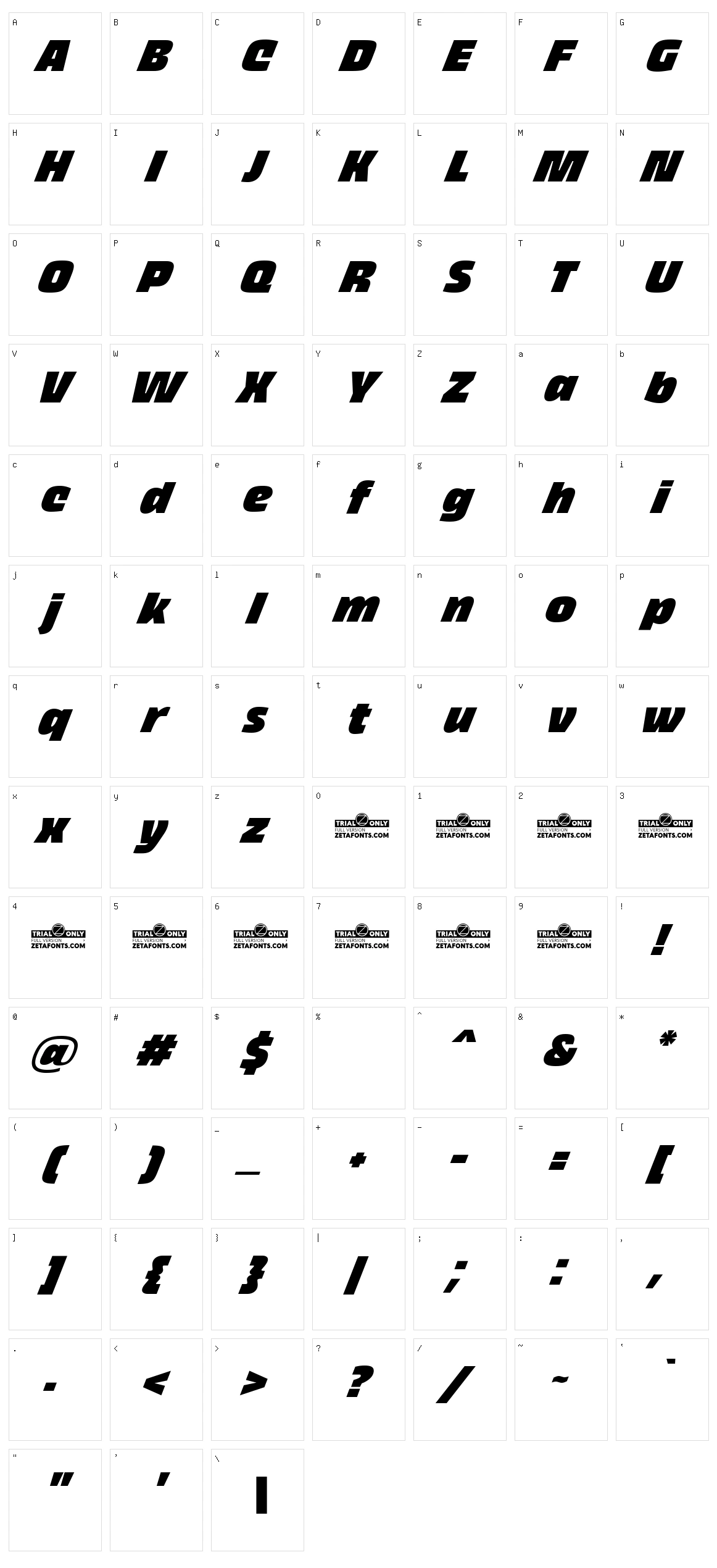 Thicker Black Character Set
