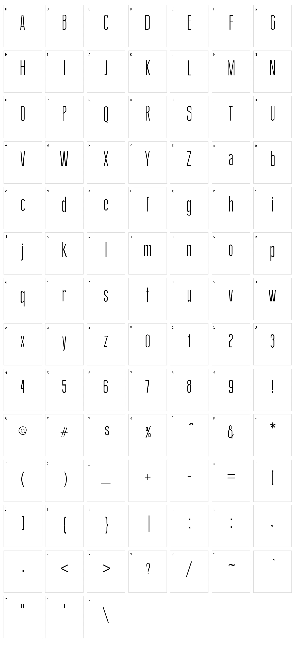 Thin Design Character Set