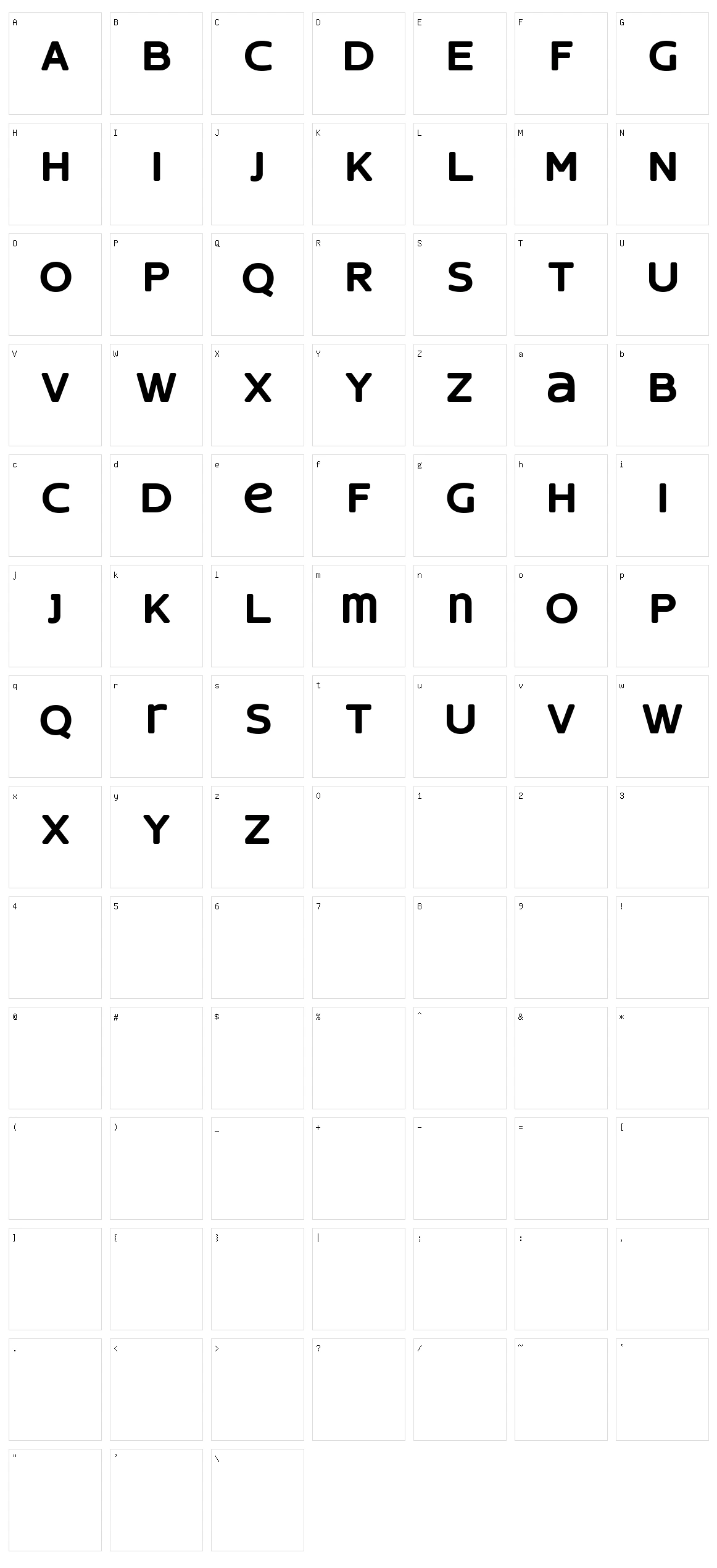 Thorce Character Set