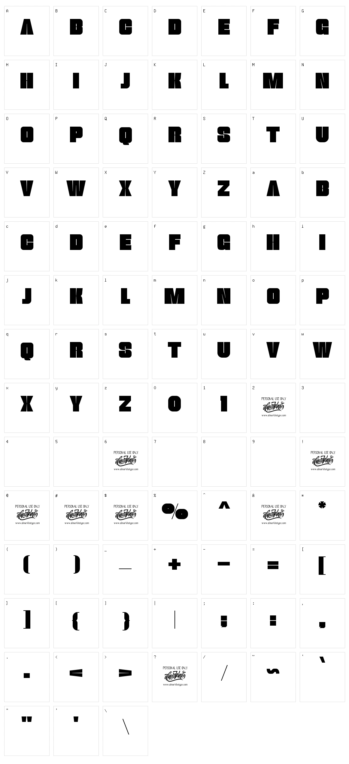 Thugolatz Character Set