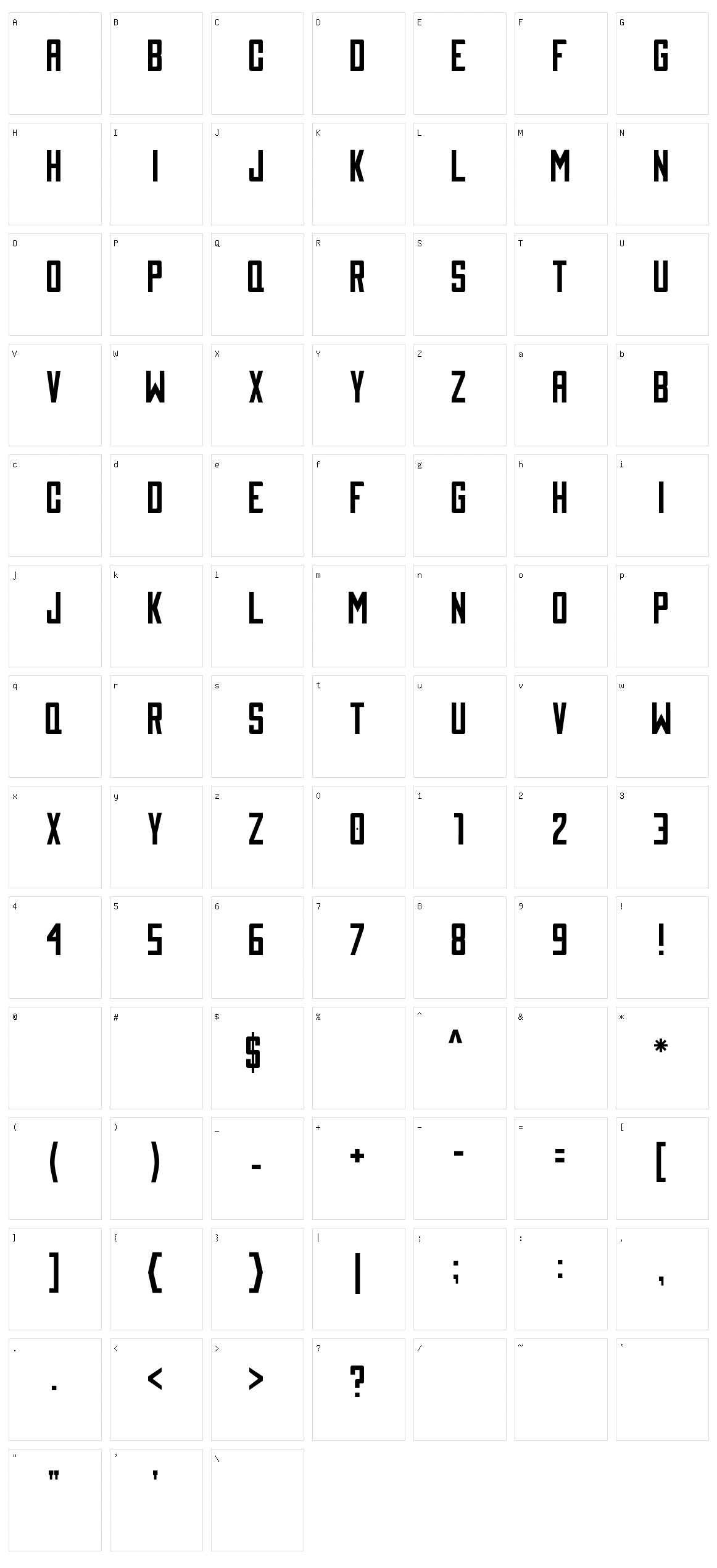 Tigedeblug Character Set