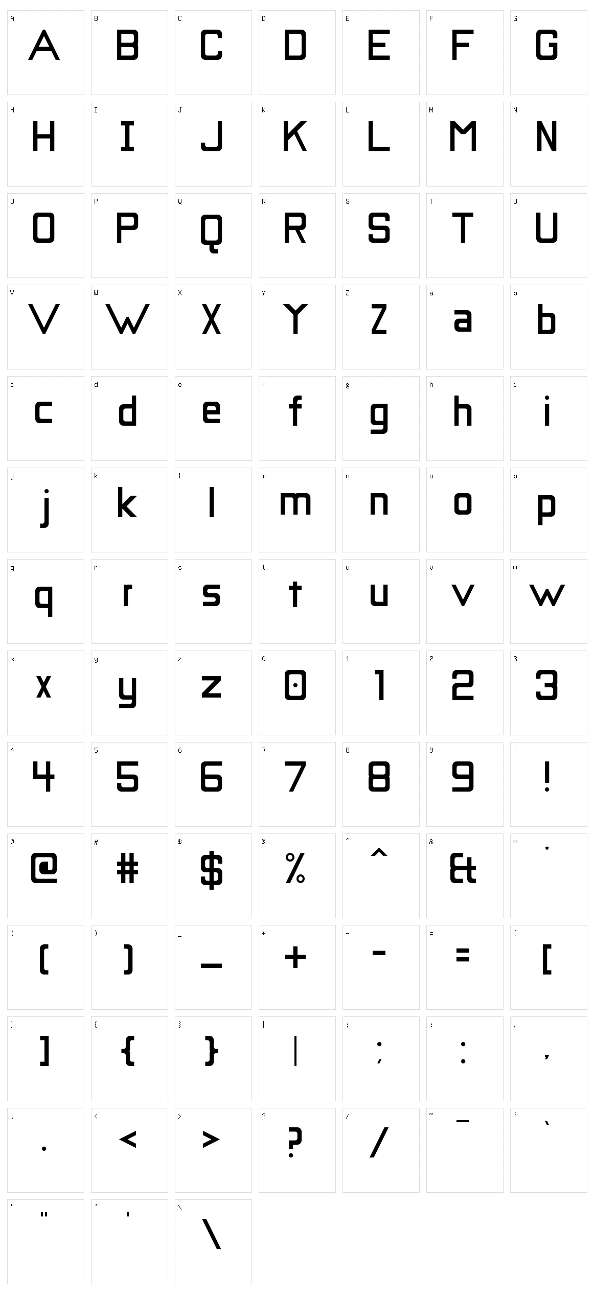 Tomar Character Set