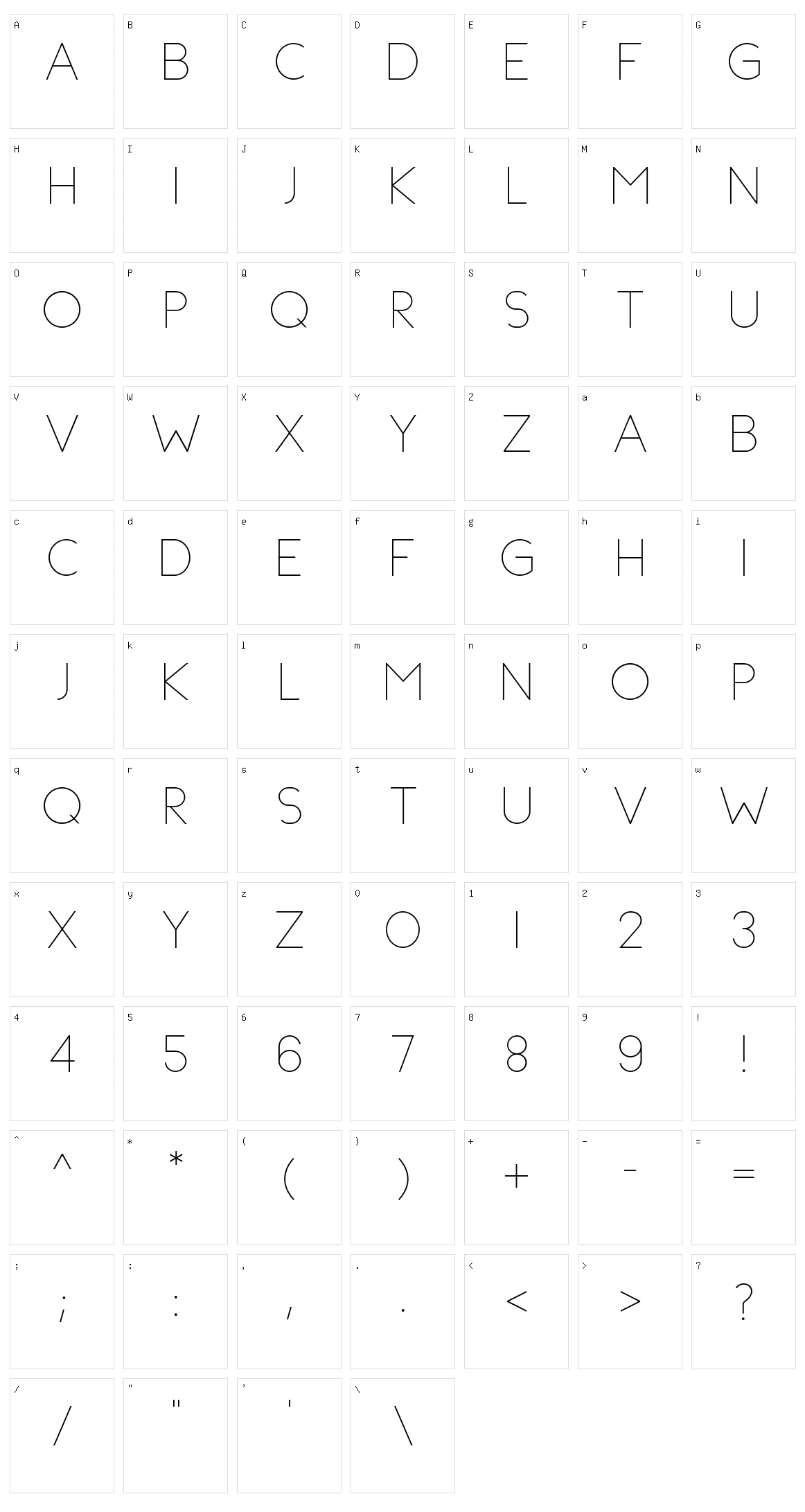 Topazia Character Set