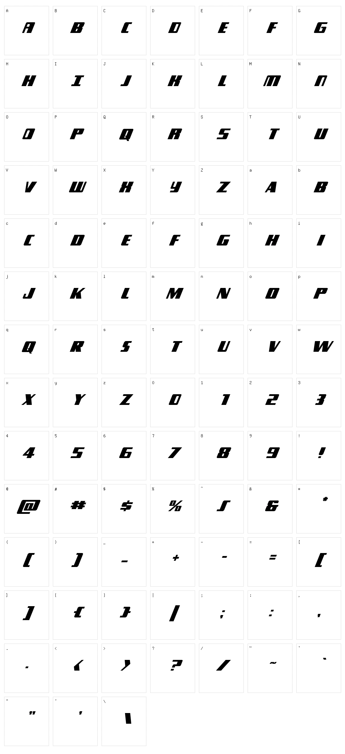 Typhoon Character Set