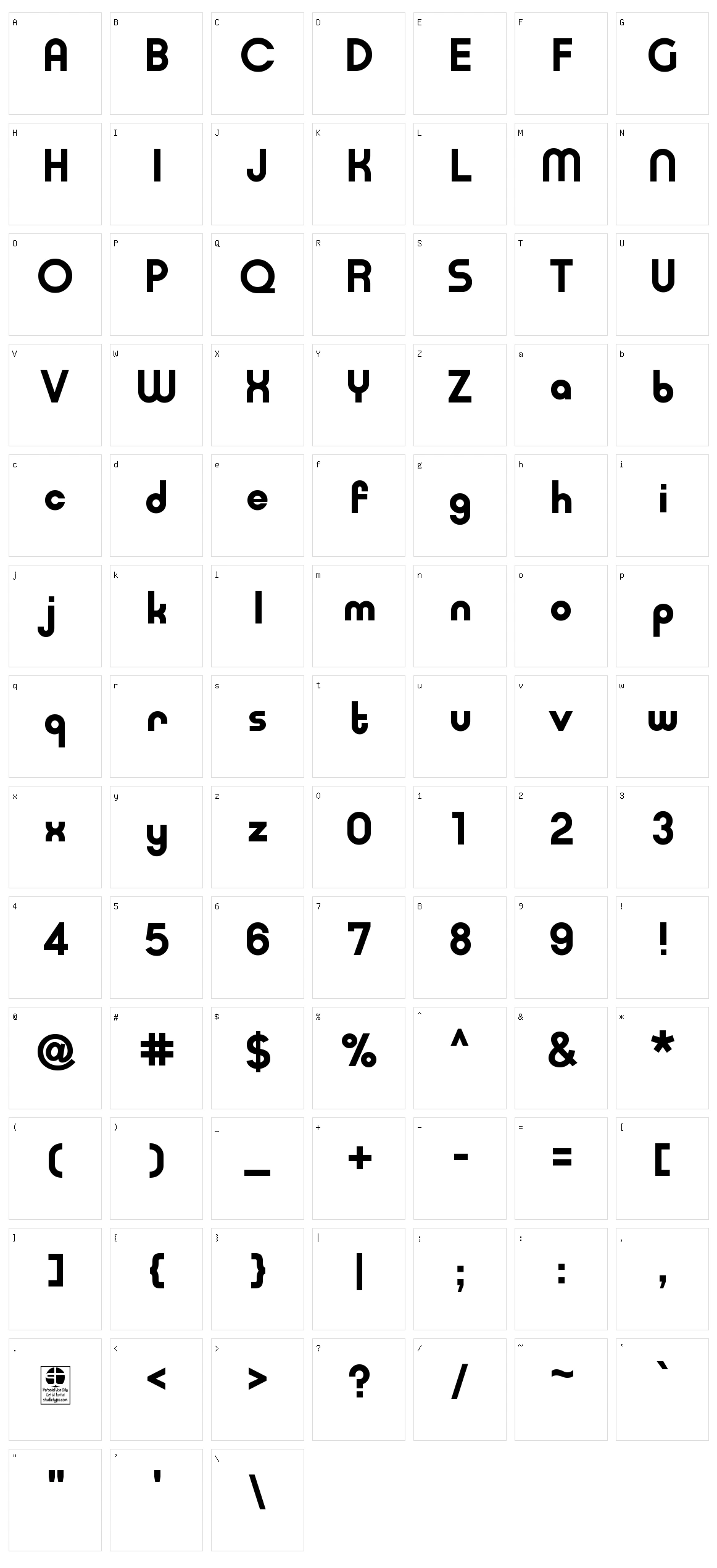 Typo Ring Character Set