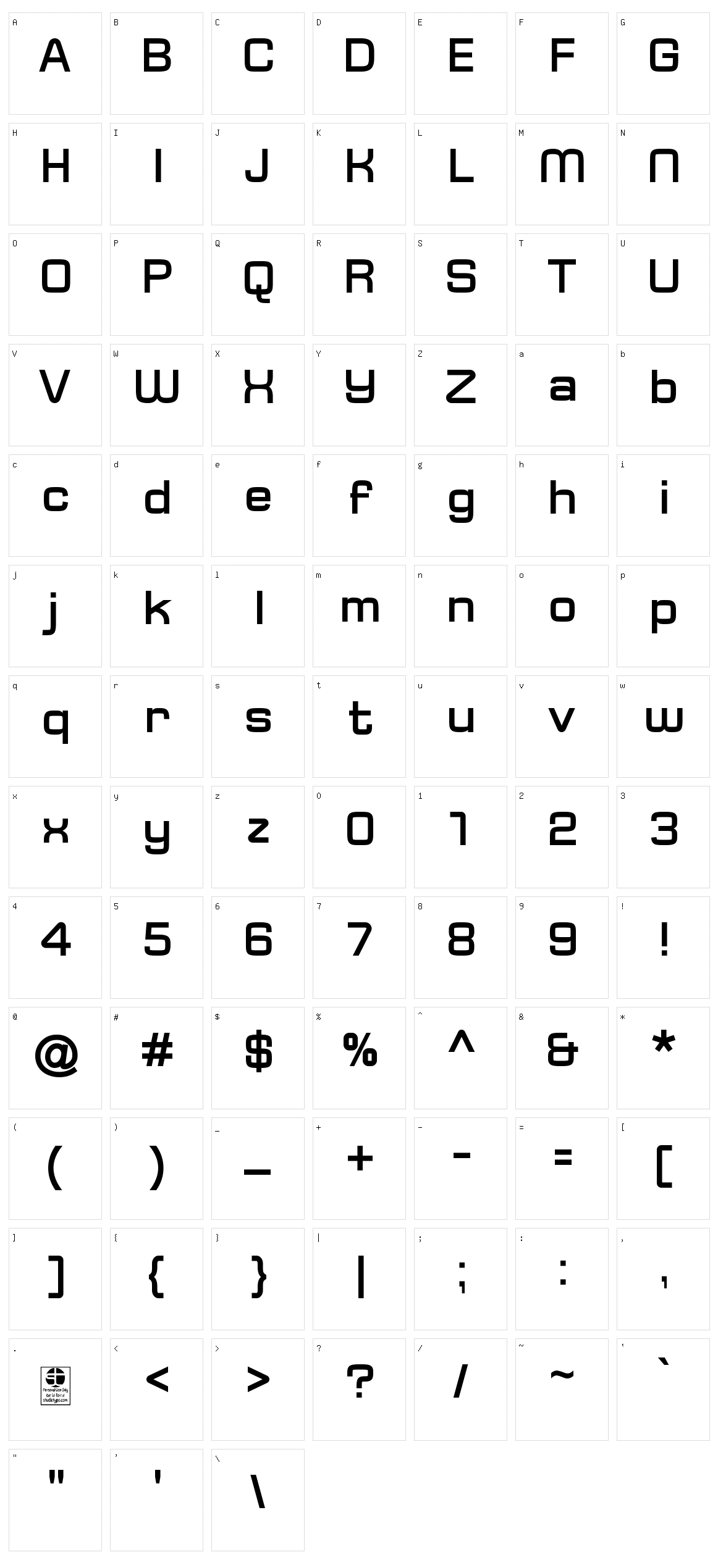 Typo Square Character Set