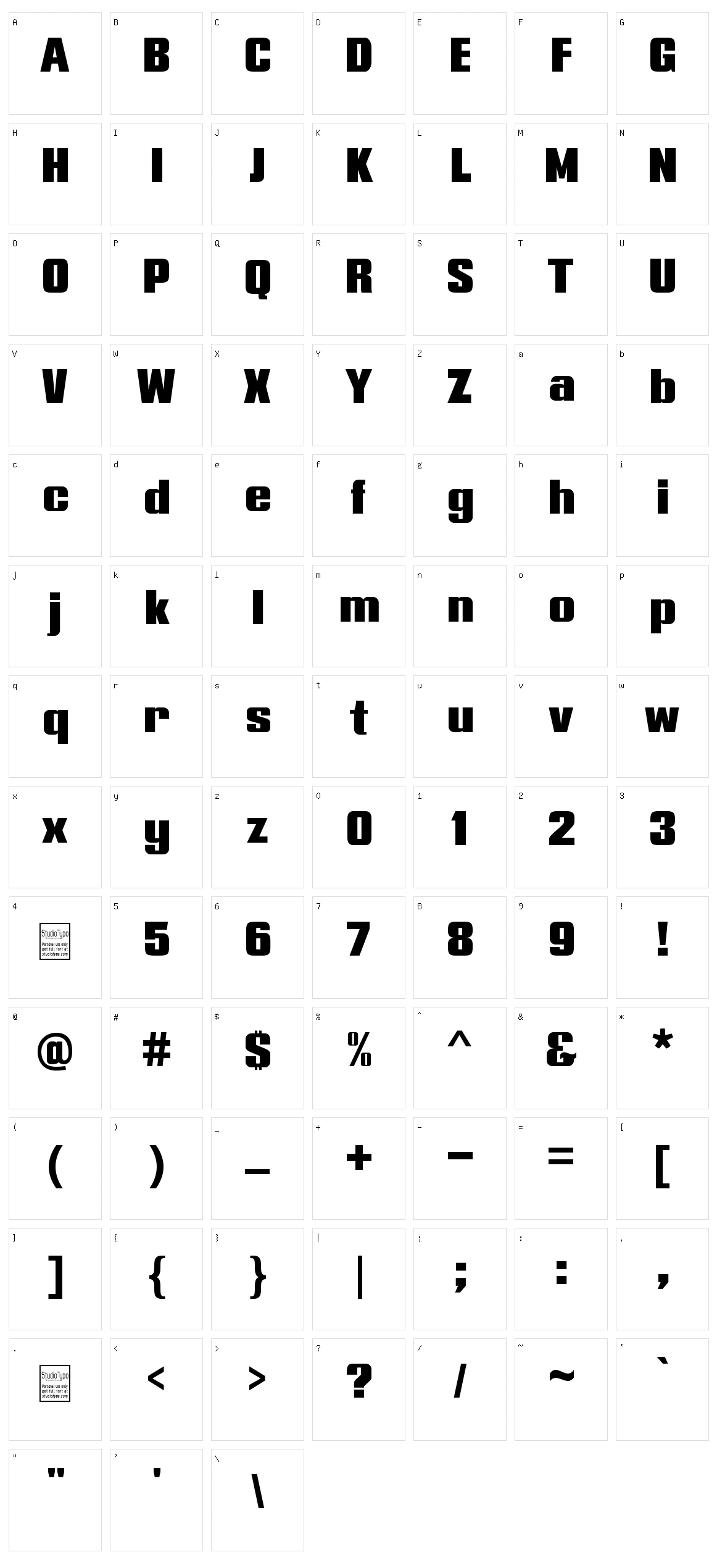 Typoline Character Set