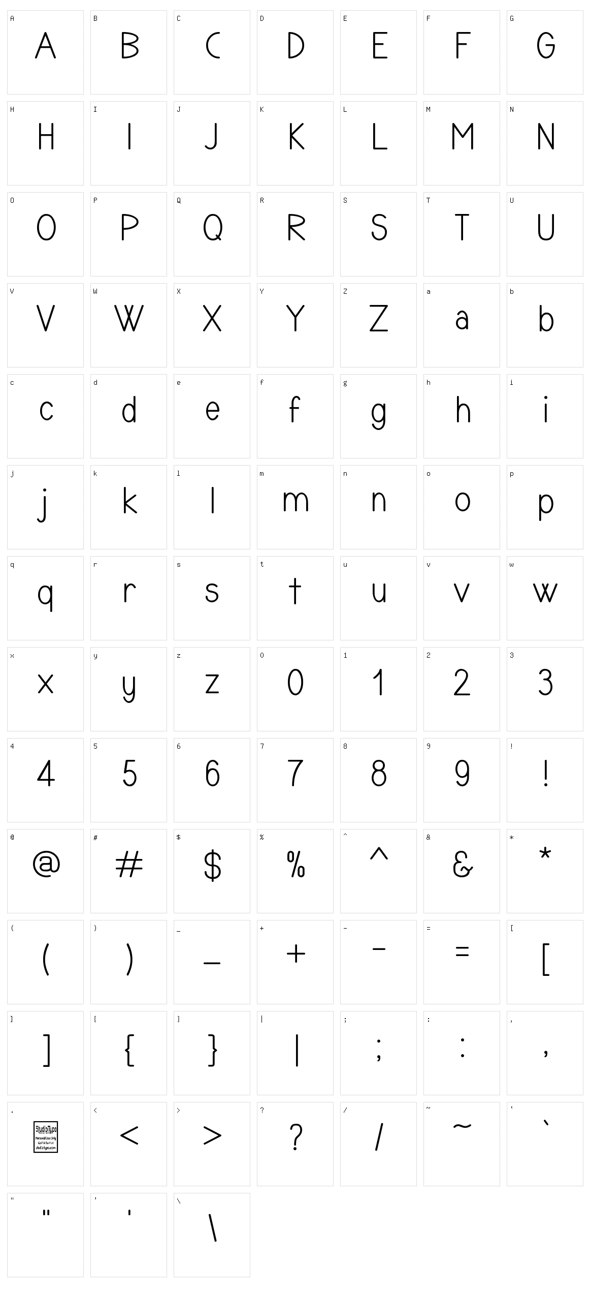 Typonome Character Set