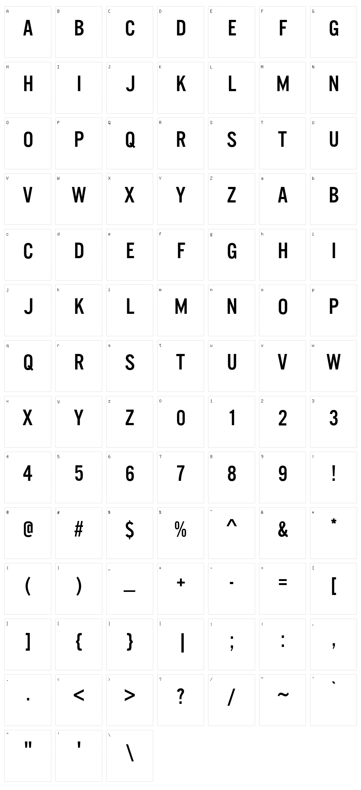 U.S. 101 Character Set
