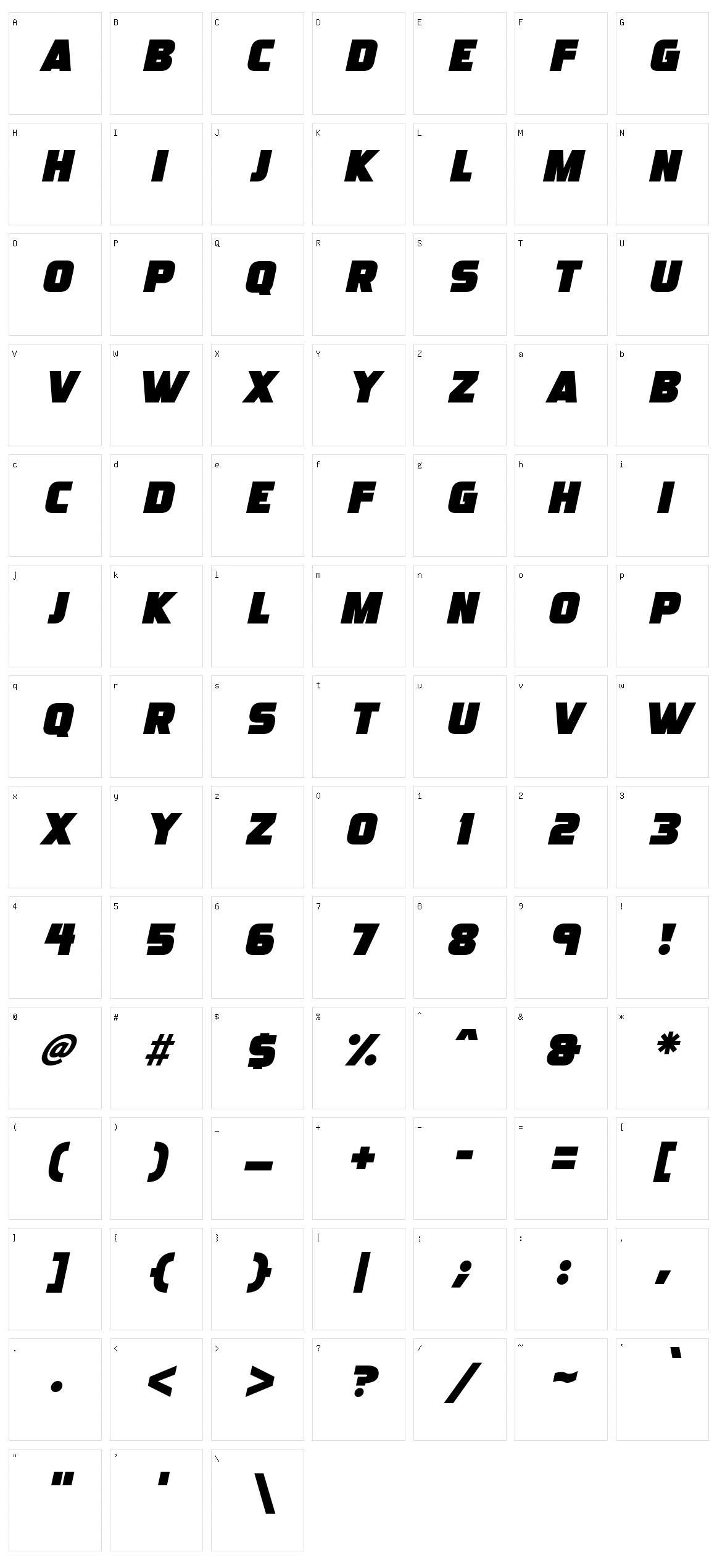 Ultraquick Character Set