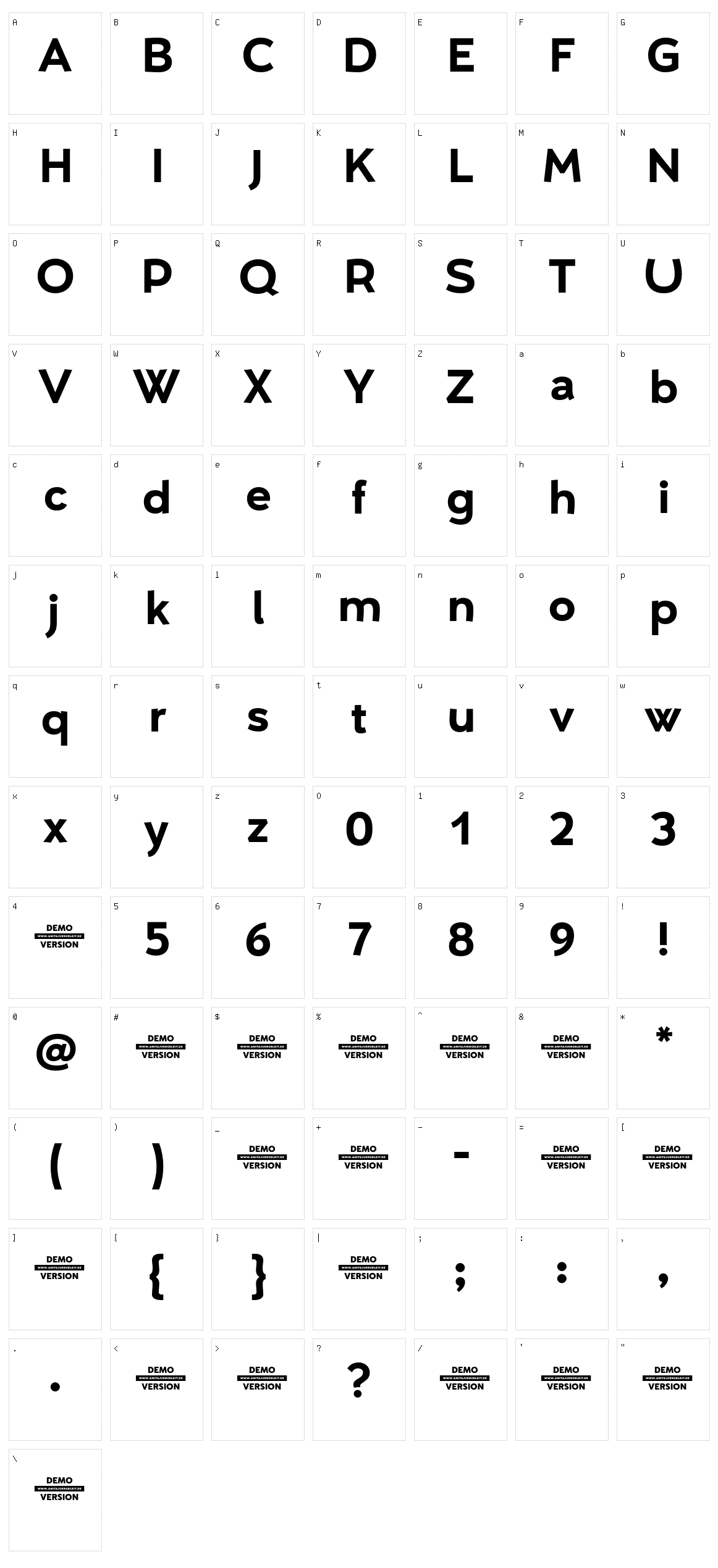 Umba Sans Character Set