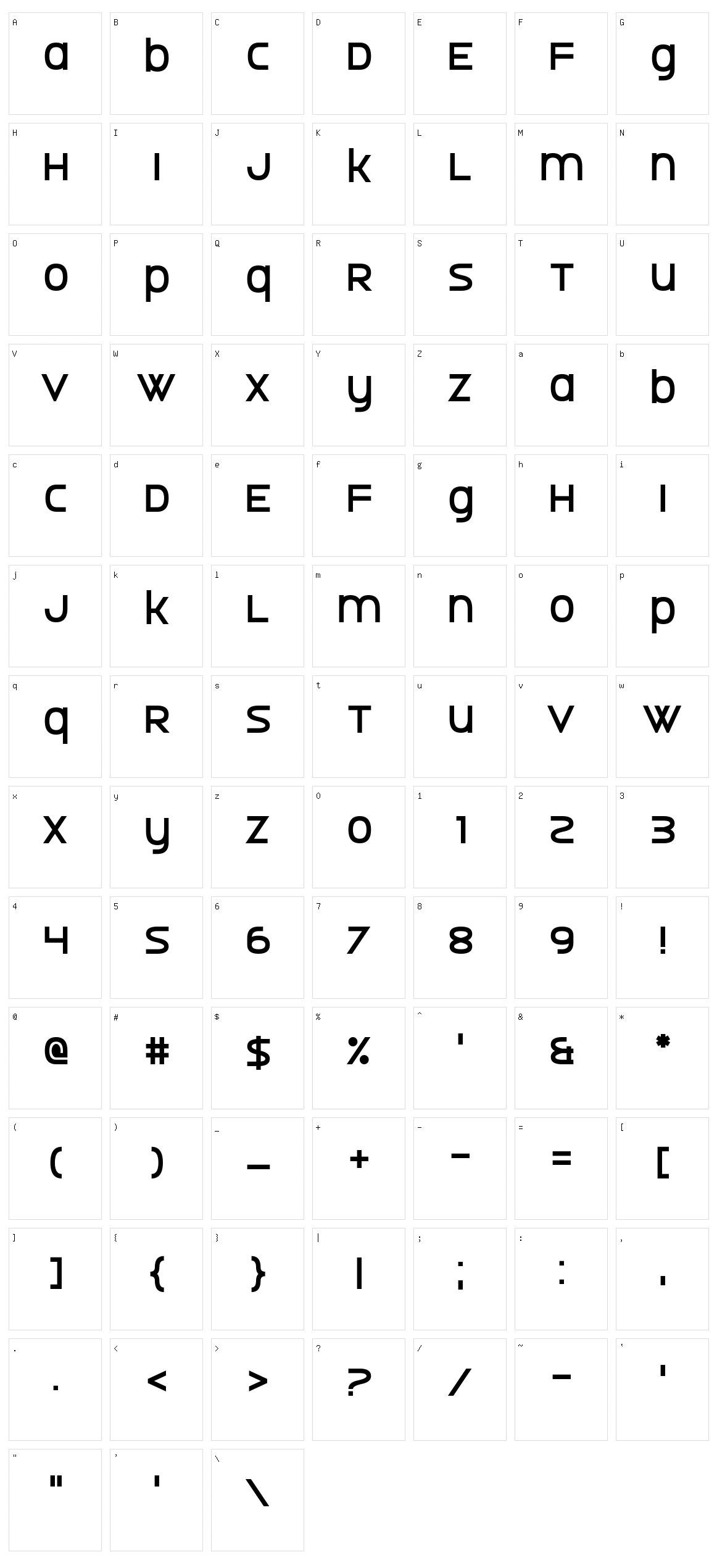 Undersided Character Set