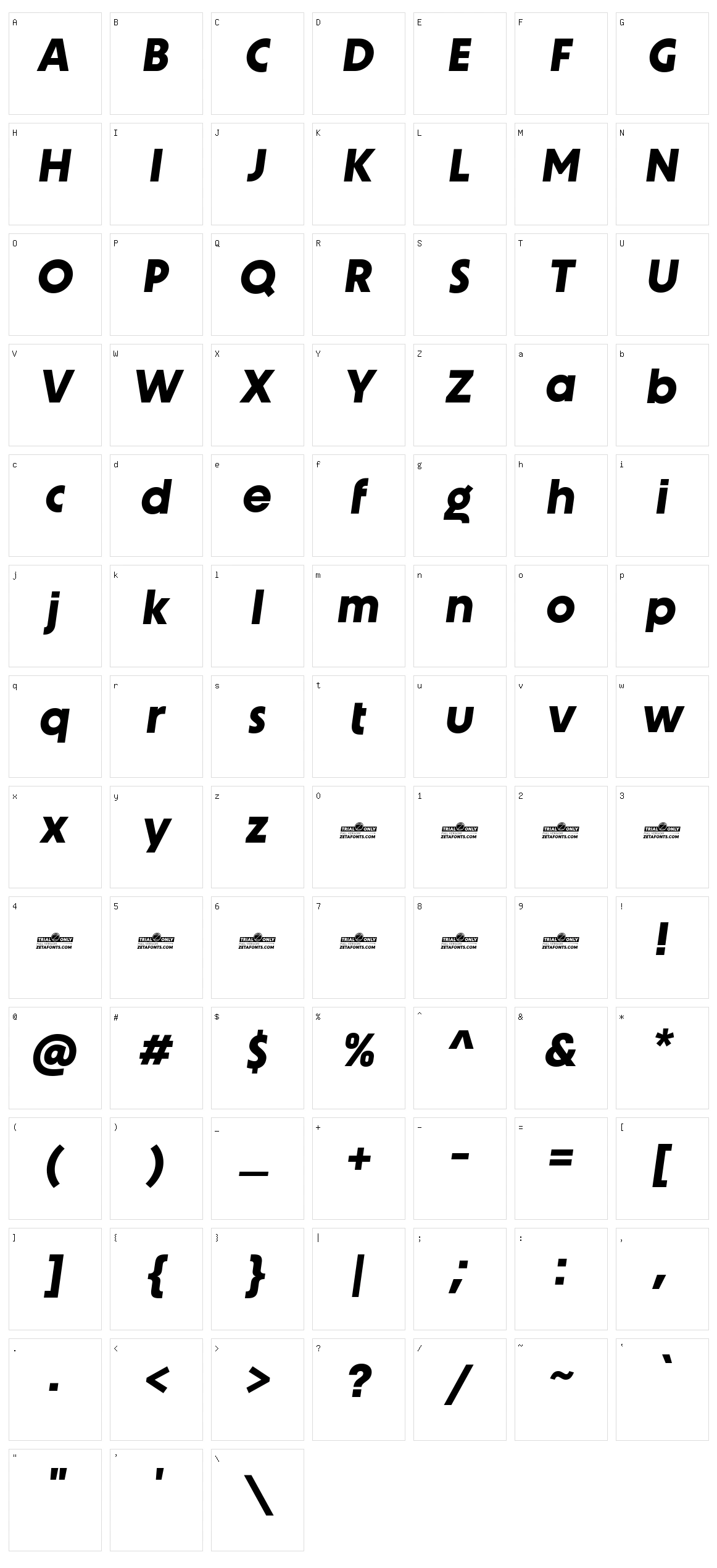 Unigeo Character Set