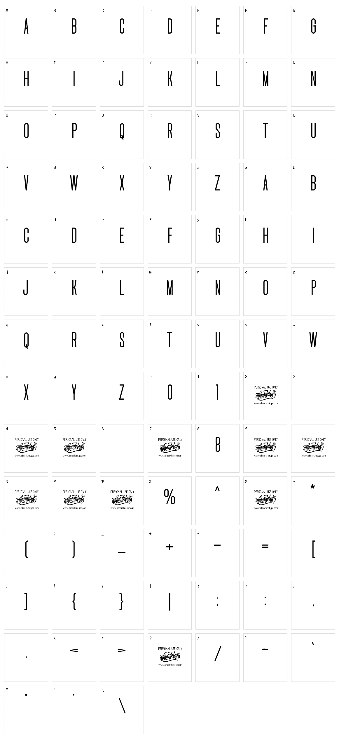 Uniser Character Set