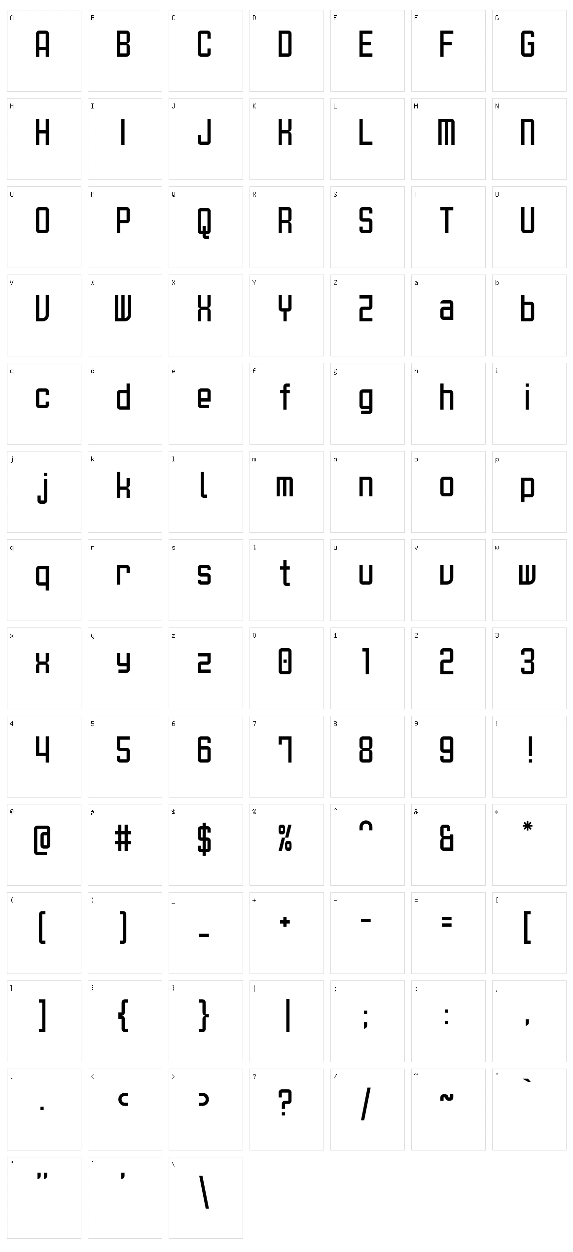 Unitblock Character Set