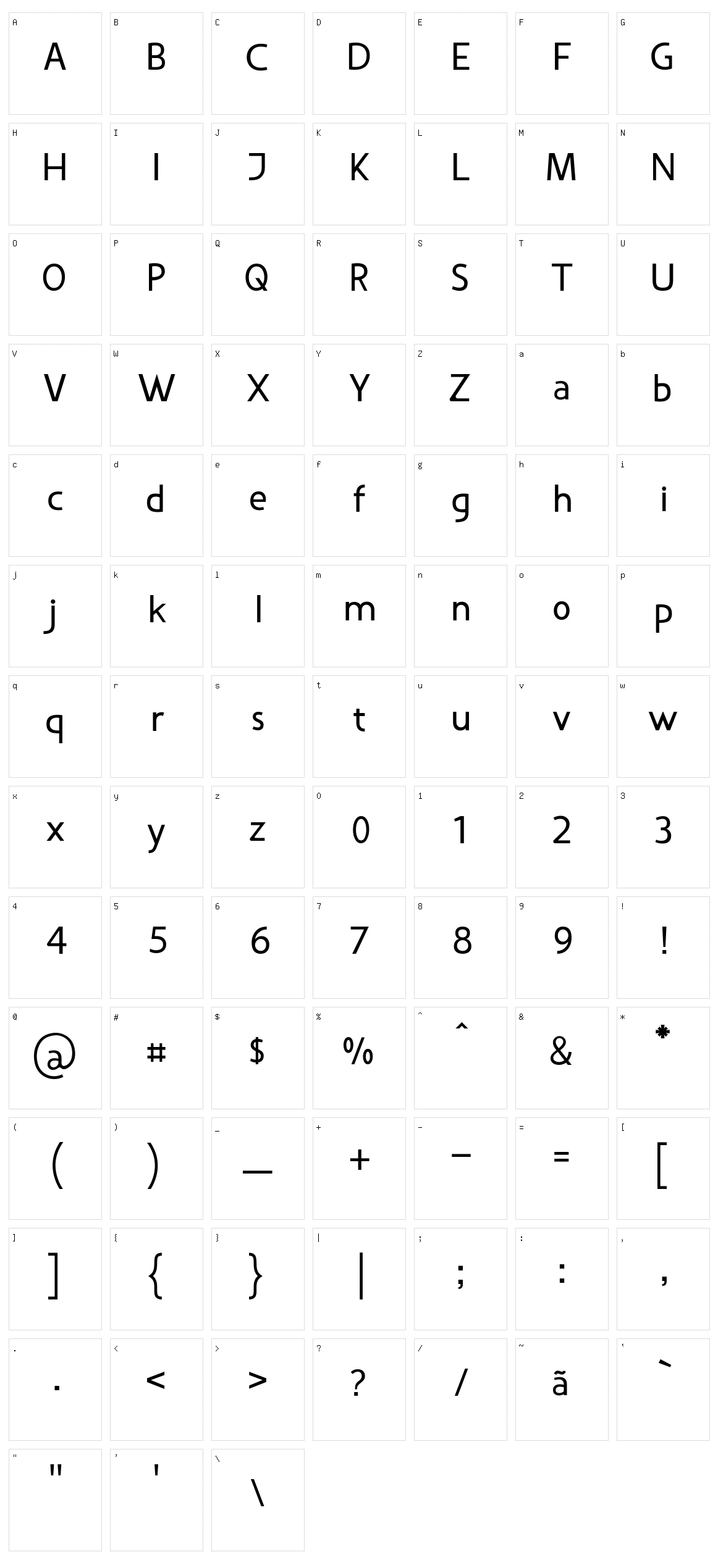 Vanlose BookType Character Set