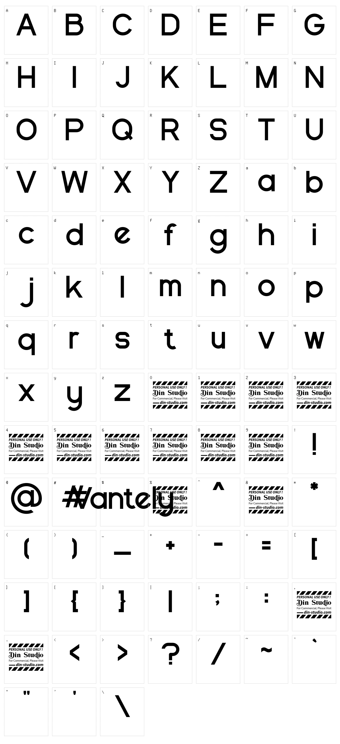 Vantely Character Set