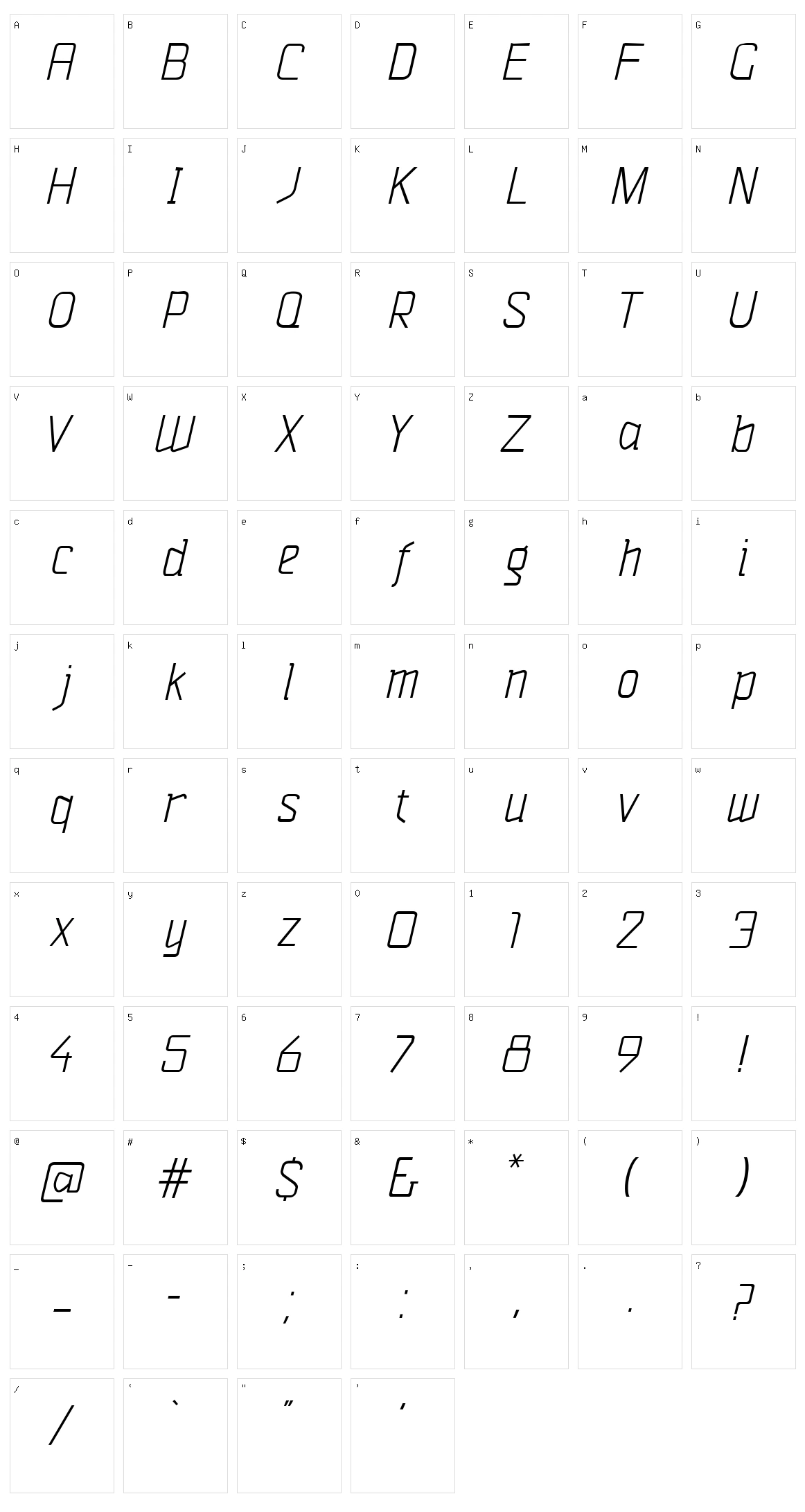 Vazari Sans Serif Character Set