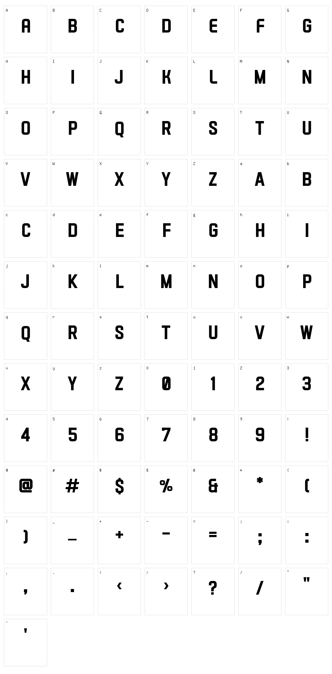 Vectro Character Set