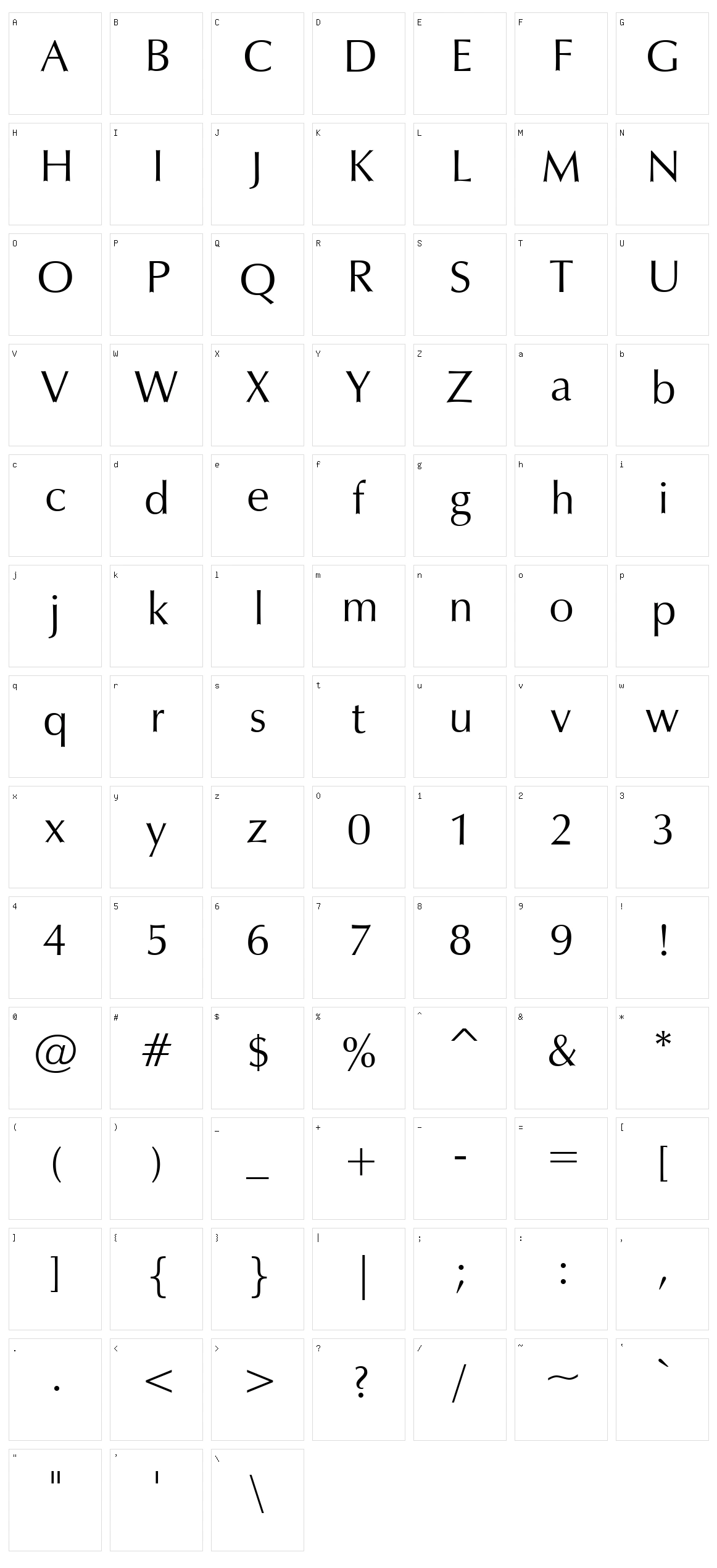Vera Humana 95 Character Set