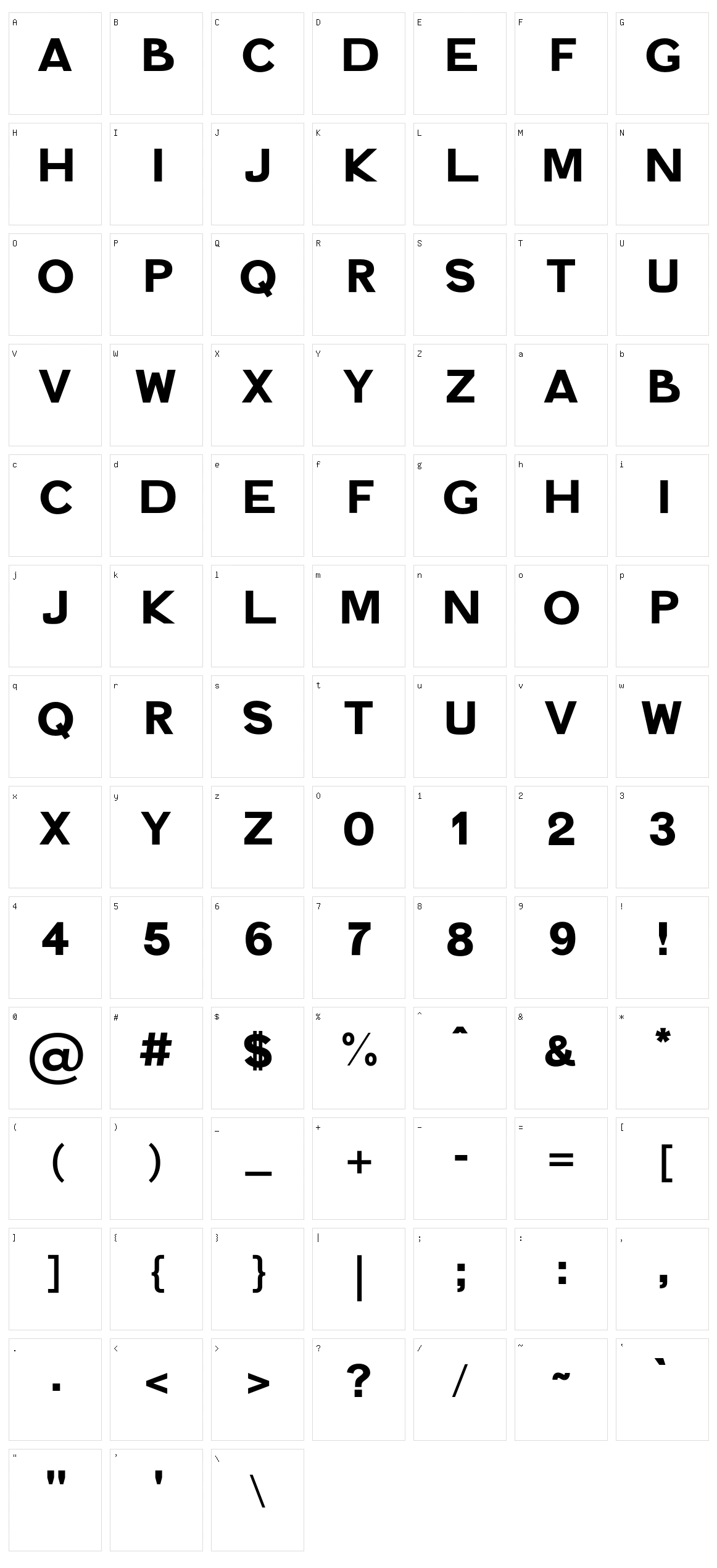 Vidi Character Set