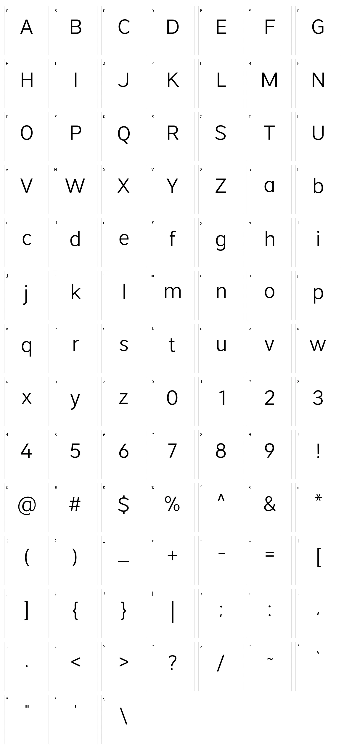 Vistol Sans Character Set