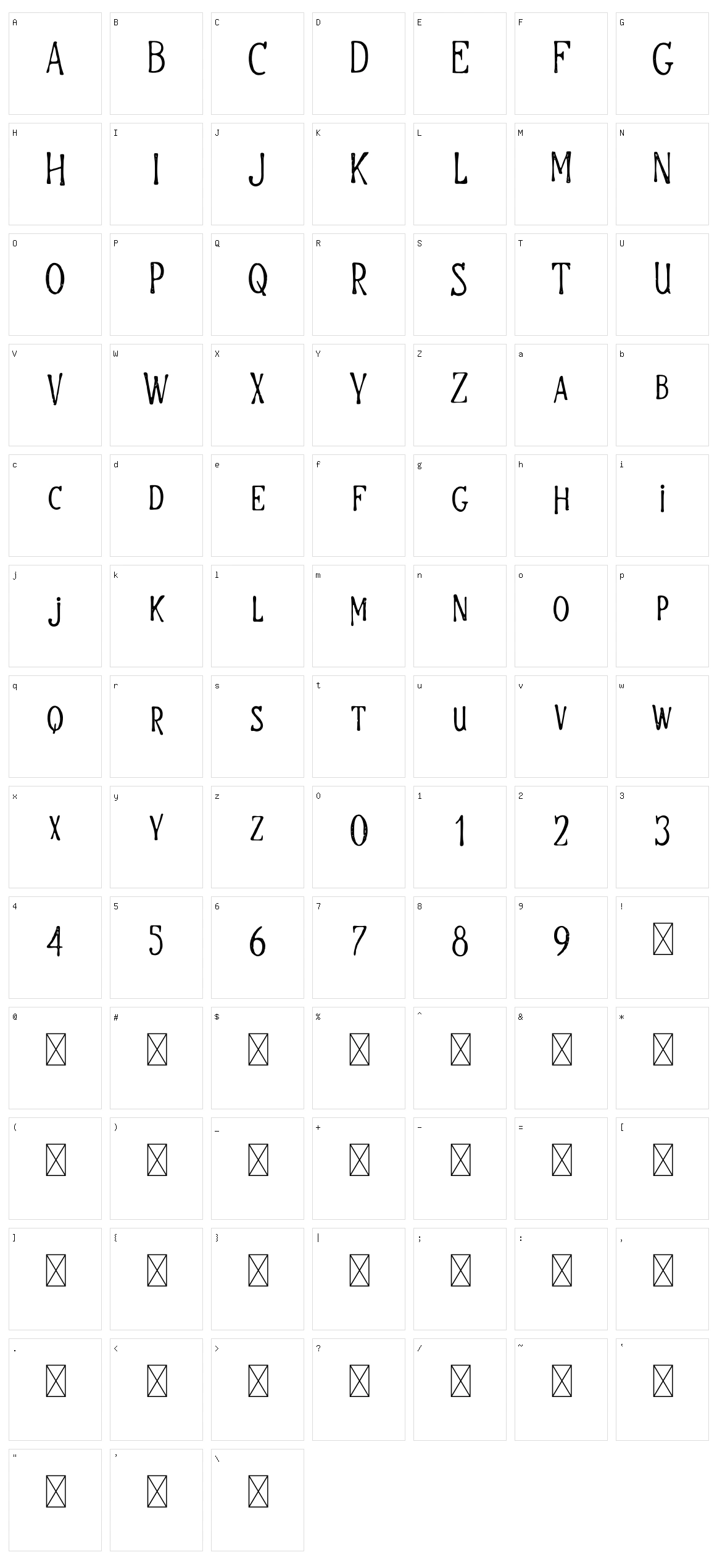 Tombstone Character Set