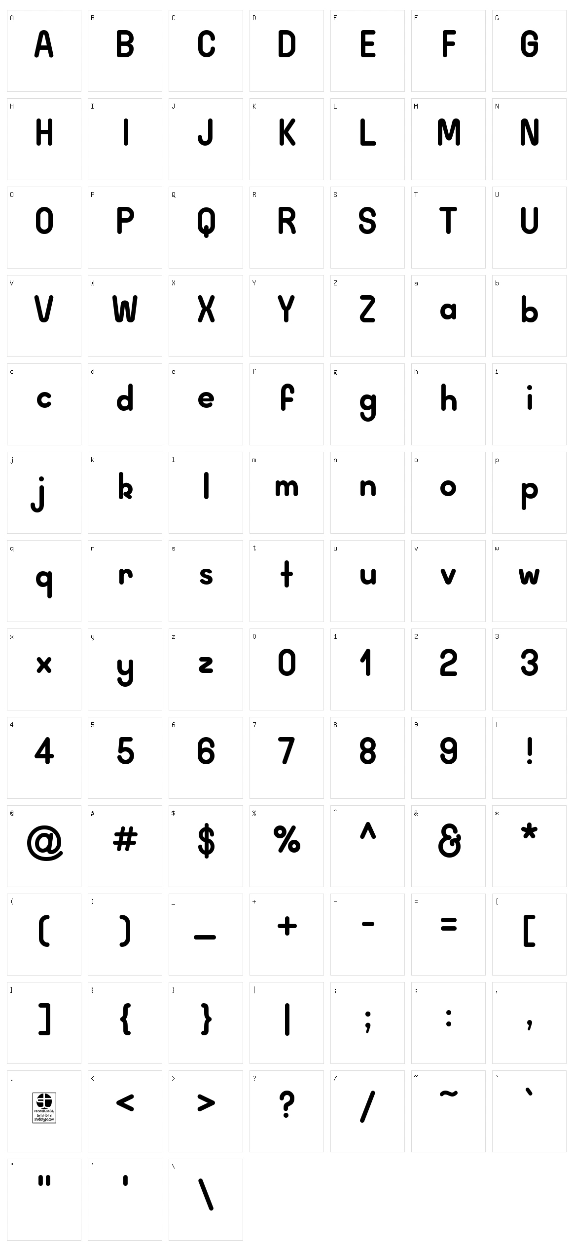 Wida Round Character Set