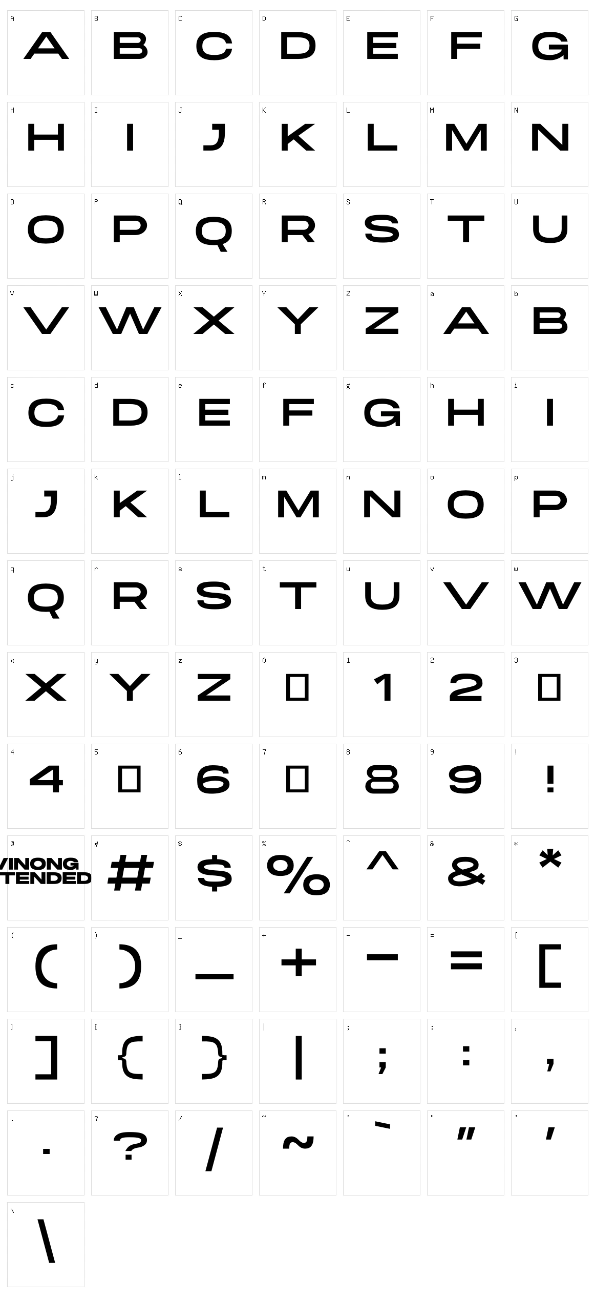 Winong Extended Character Set