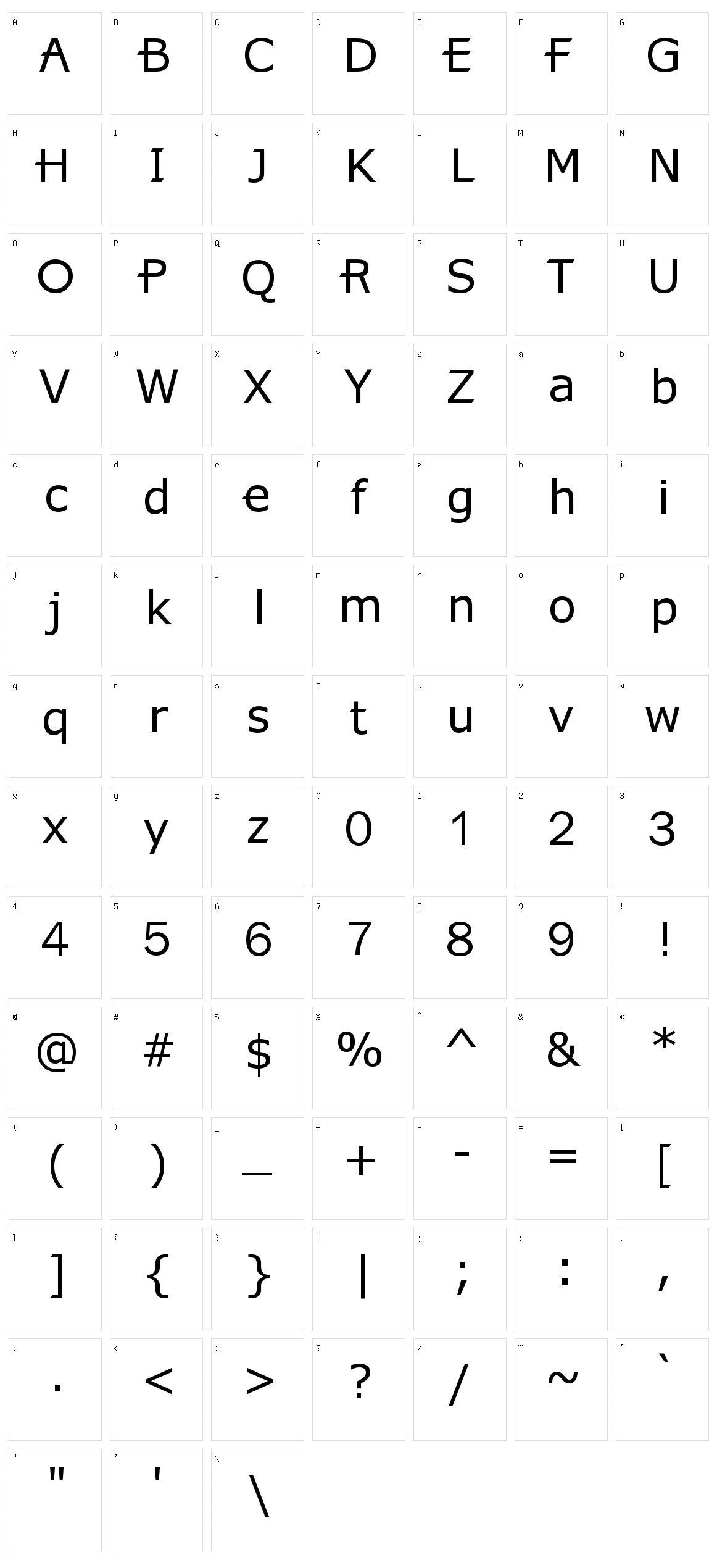 X360 Character Set