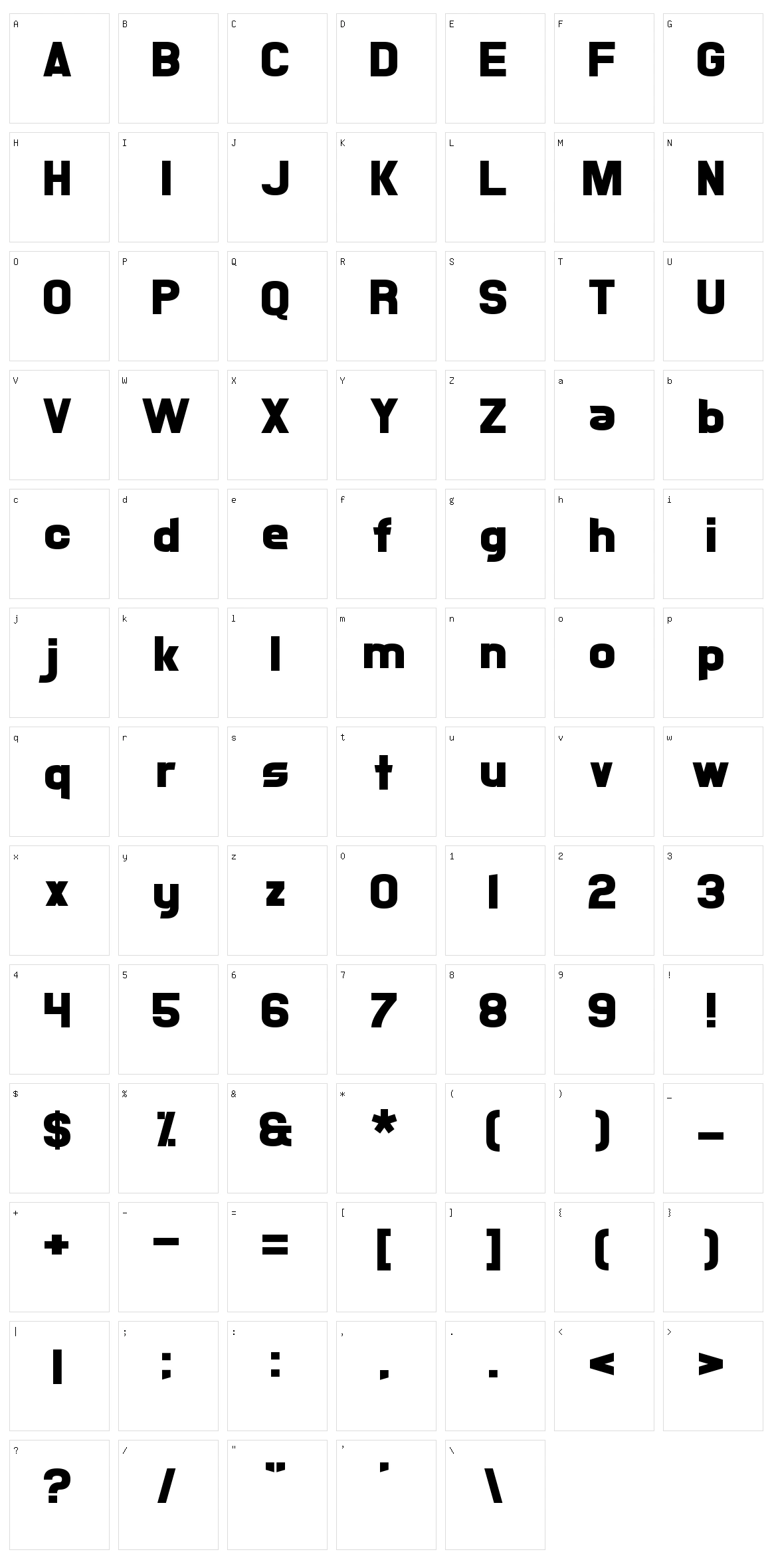 Xsotik Character Set