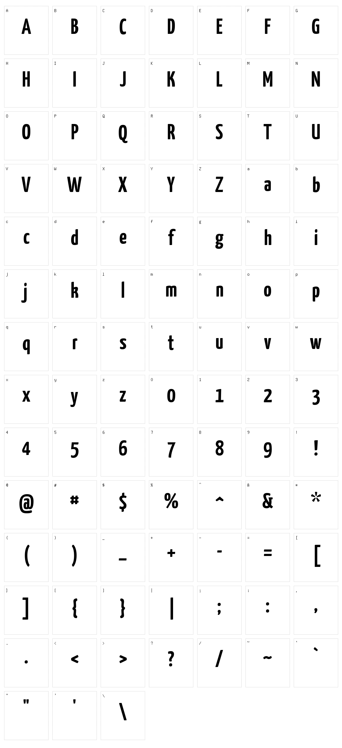 Yanone Kaffeesatz Character Set