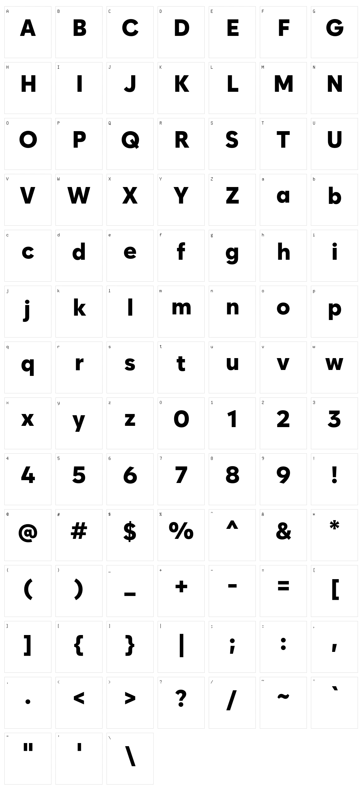Zabal Character Set