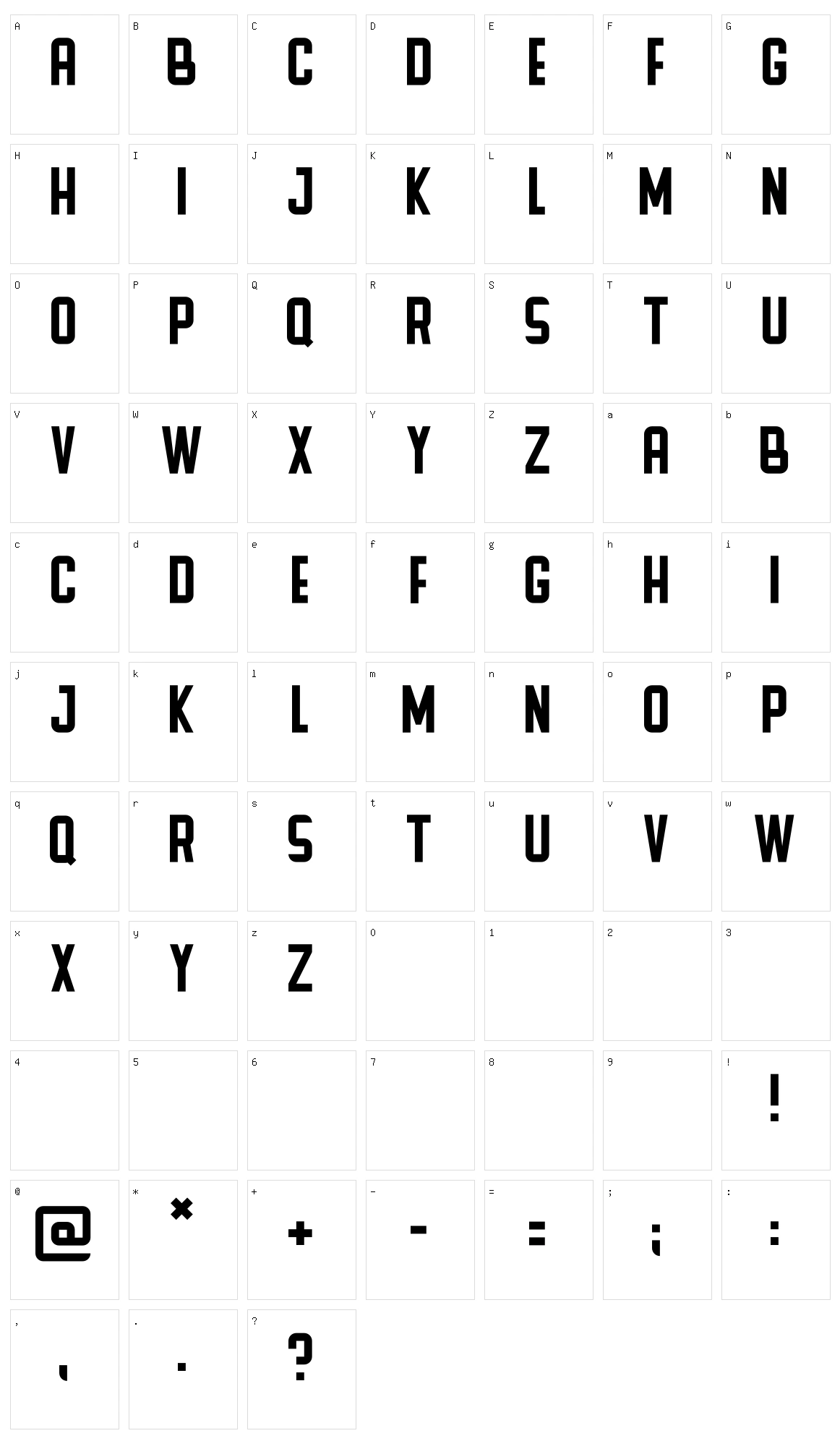 Zappat Character Set