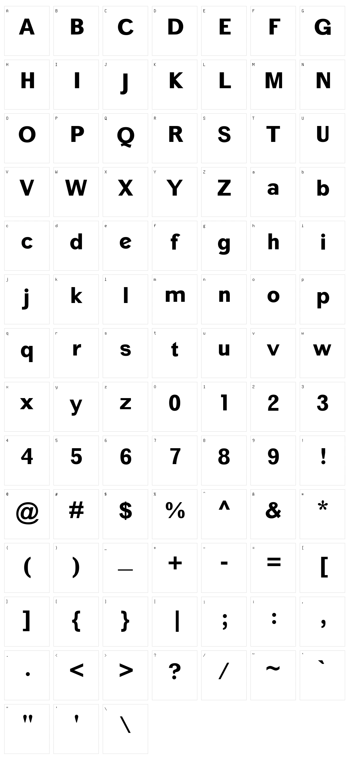 Ziclose Character Set