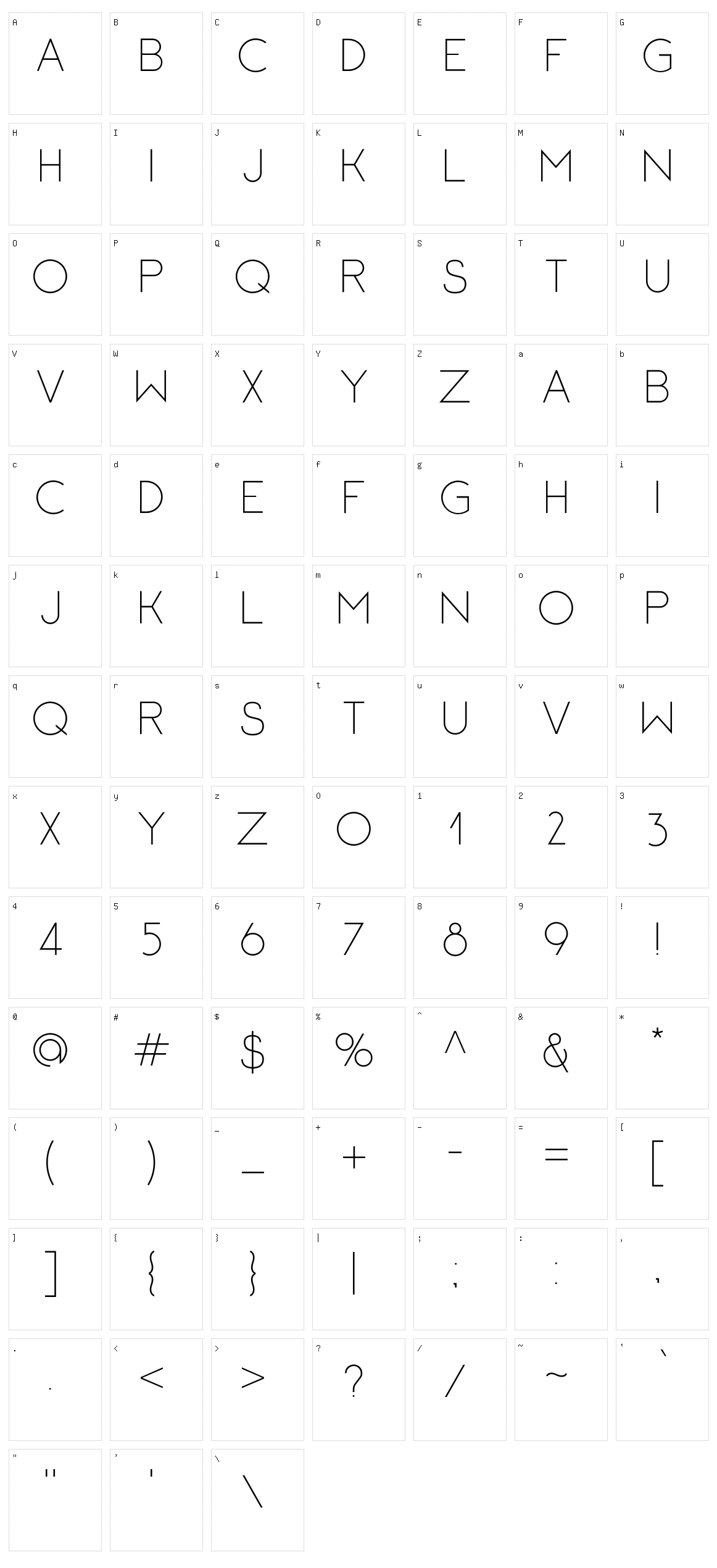 Zipper Character Set