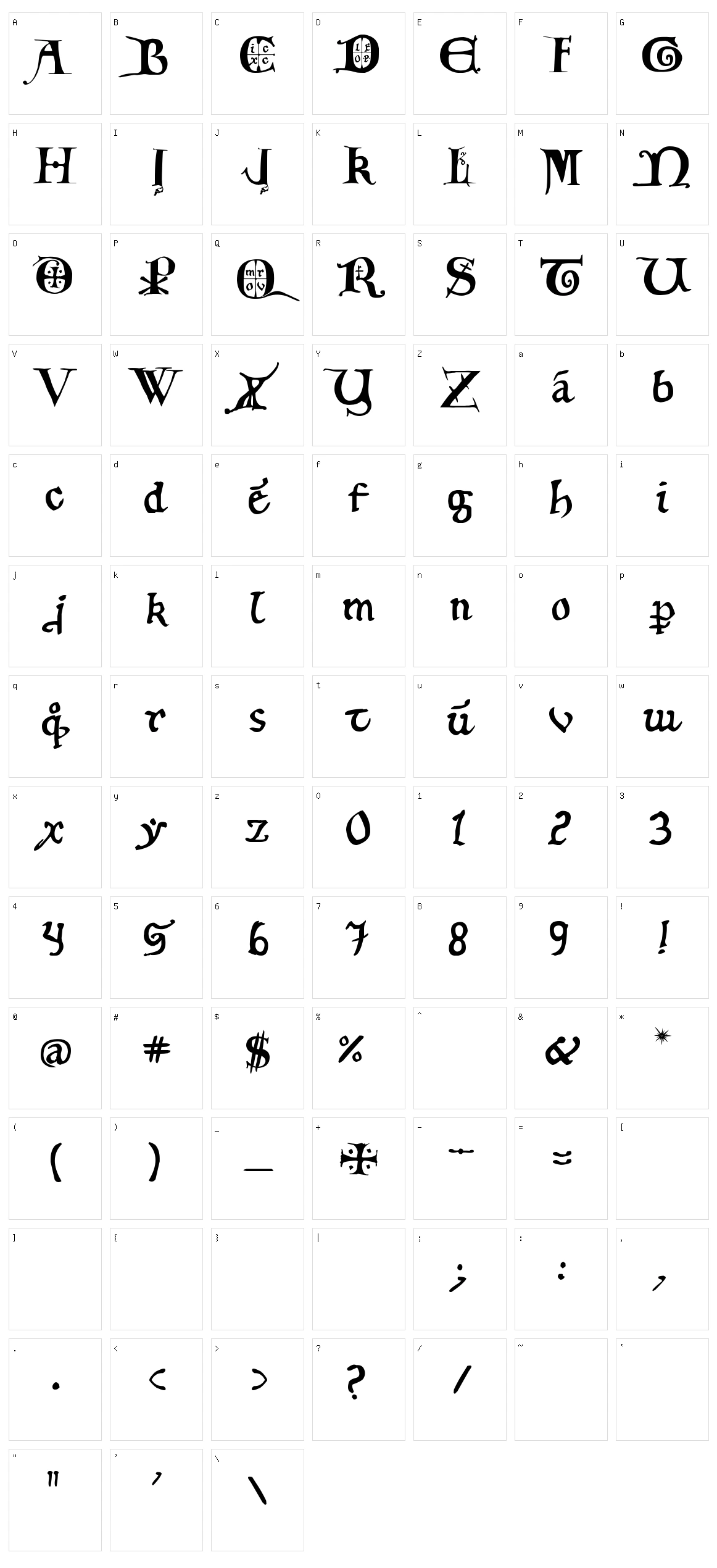 12th c. Fancy Caps Character Set