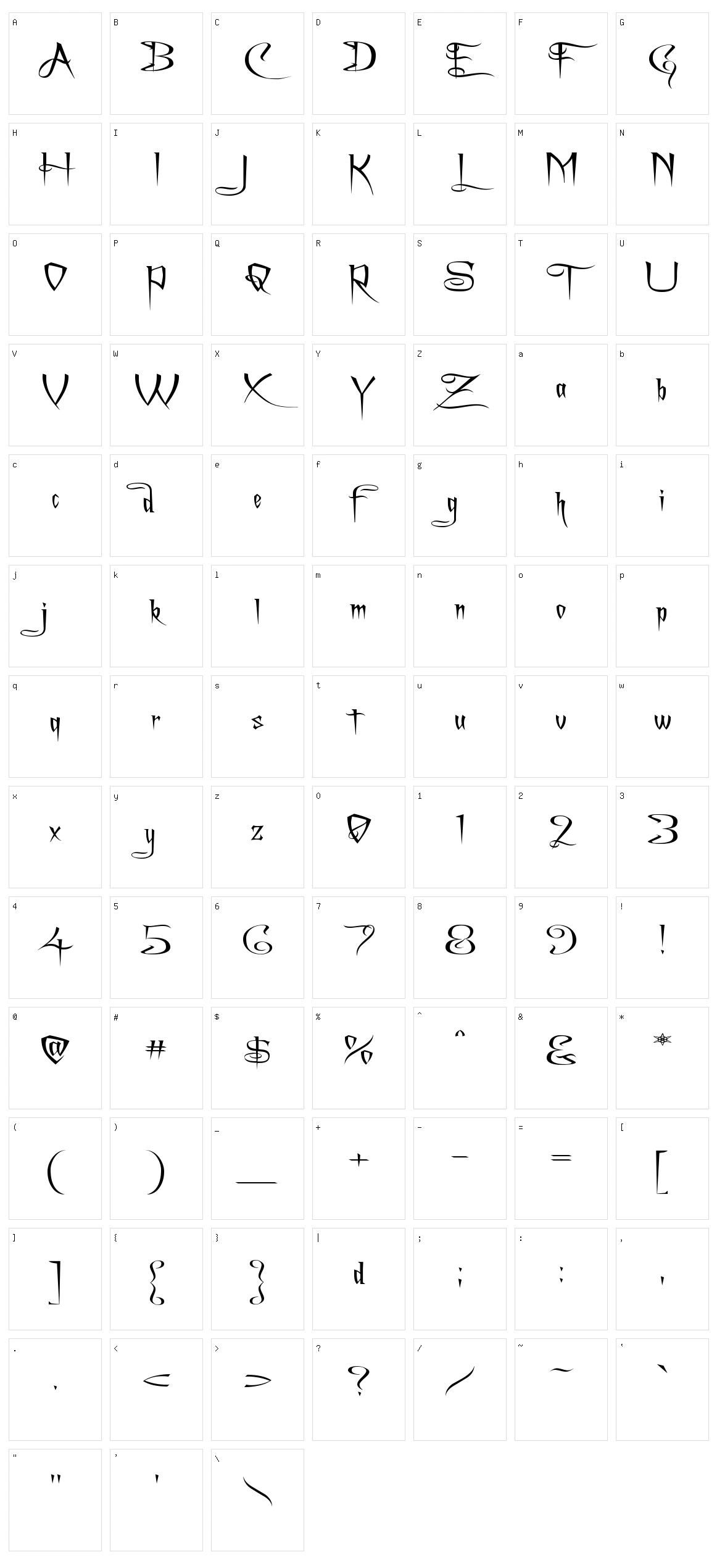 A Charming Font Character Set