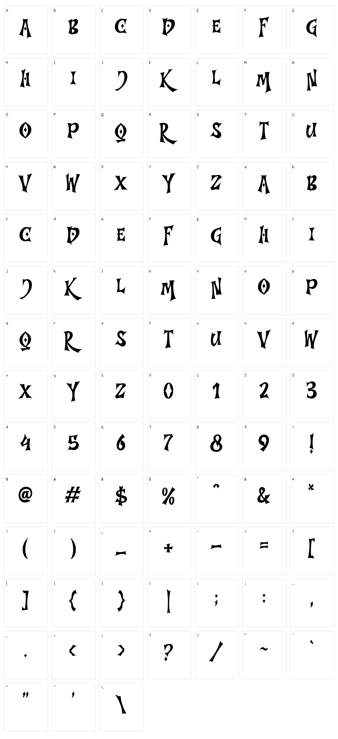 Tree Night Character Set