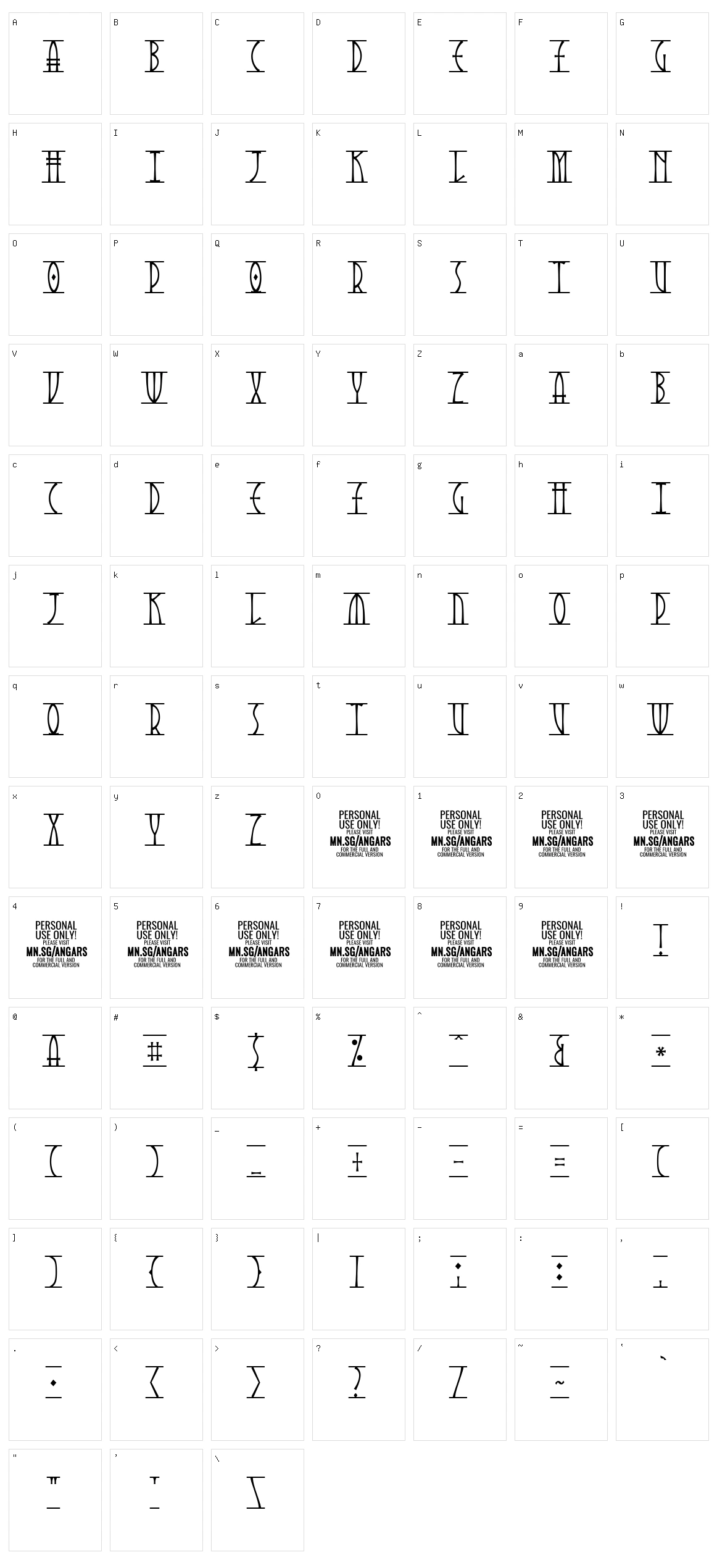 Angars Runes Character Set