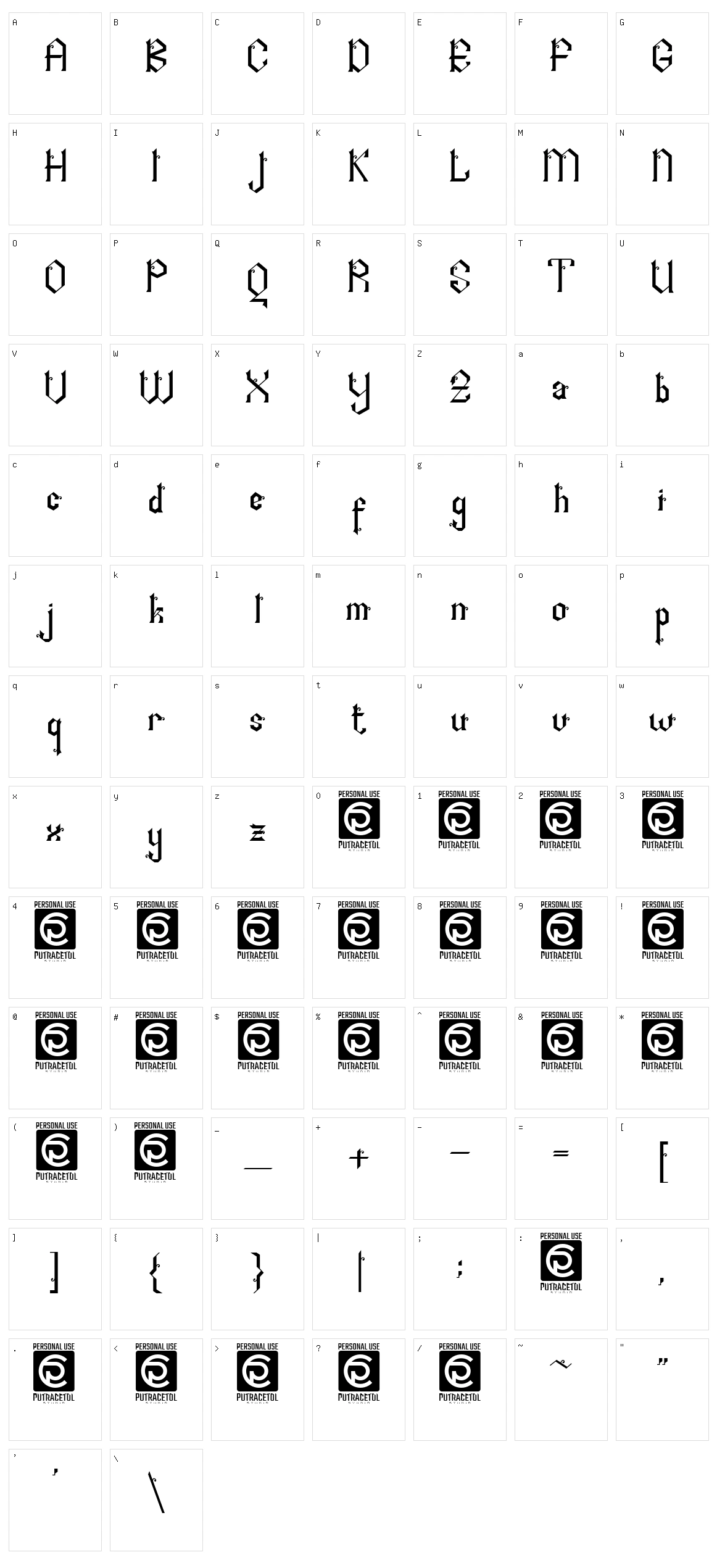 Arshaka Character Set