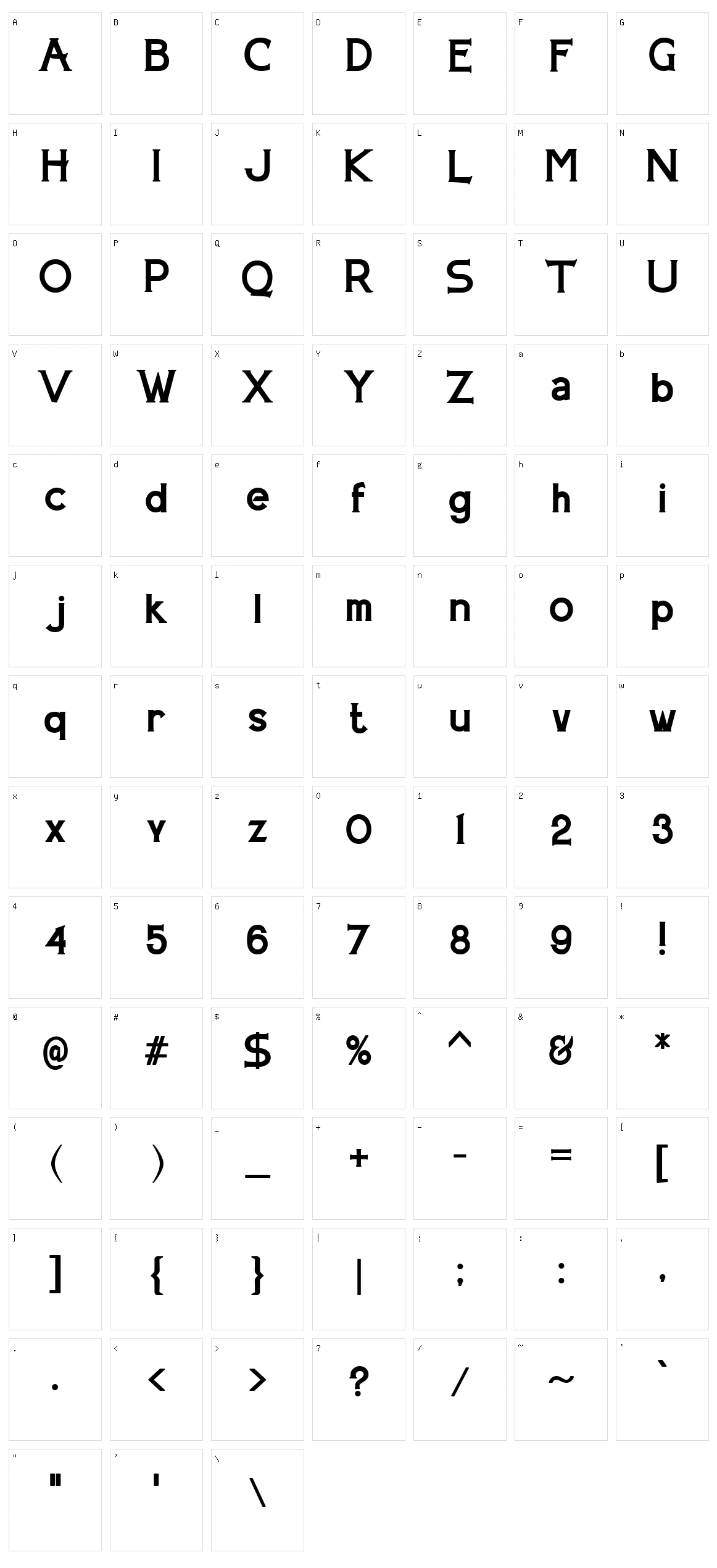 Arthila Character Set